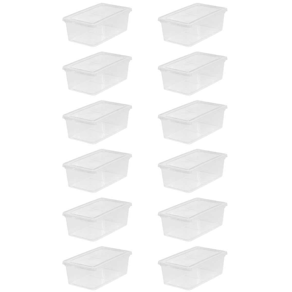 IRIS USA 6 Quart Plastic Storage Box Tote Bin Non Latching lid, Clear (12 Pack)