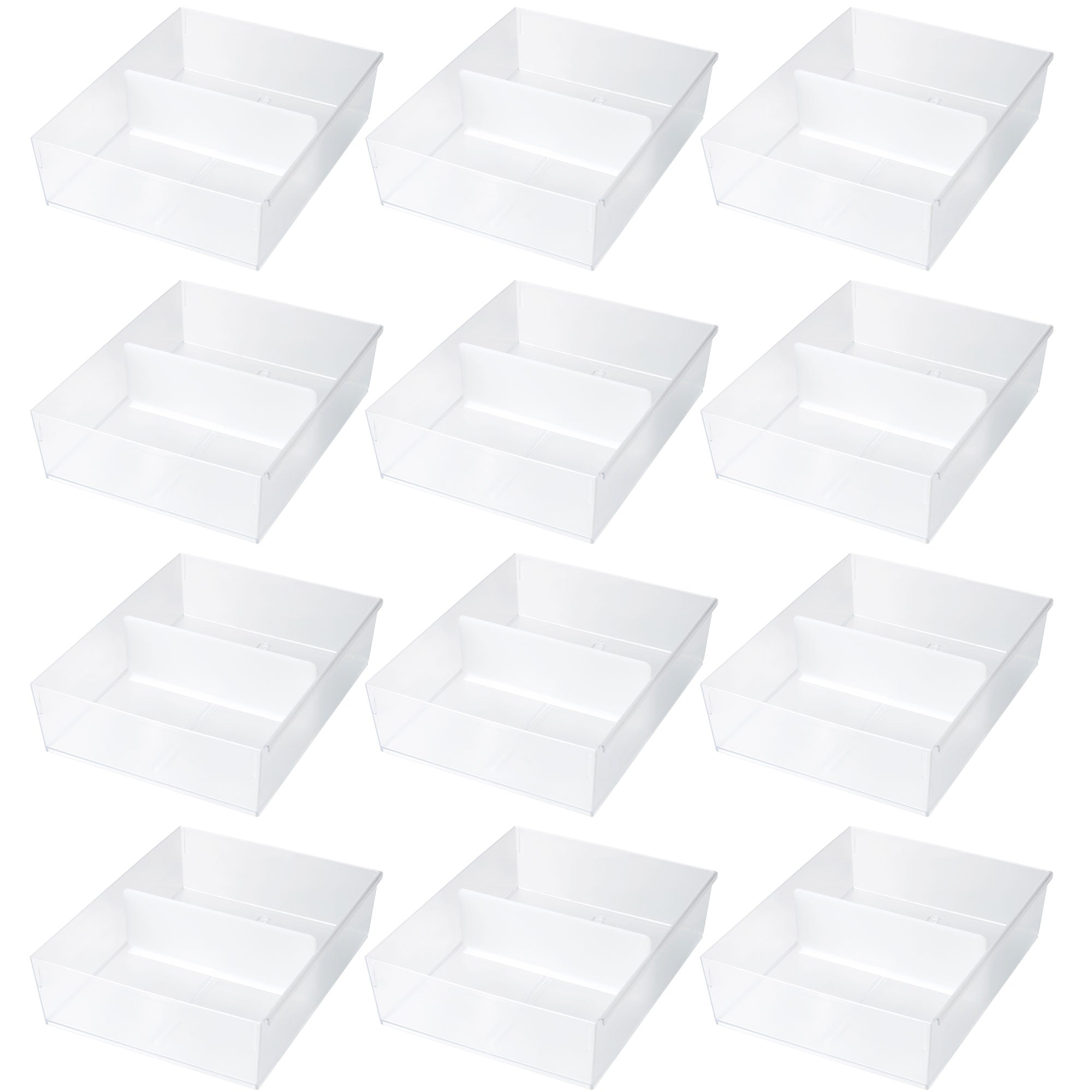 Like-It Dresser Drawer Closet Storage Shirt Organizer Divider, Clear (12 Pack)