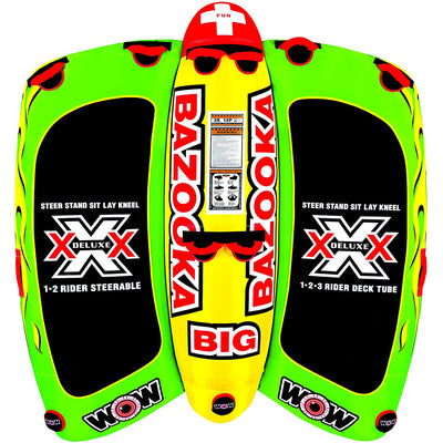 WOW Watersports Big Bazooka Steerable 1 to 4 Person Towable Tube, Green (Used)