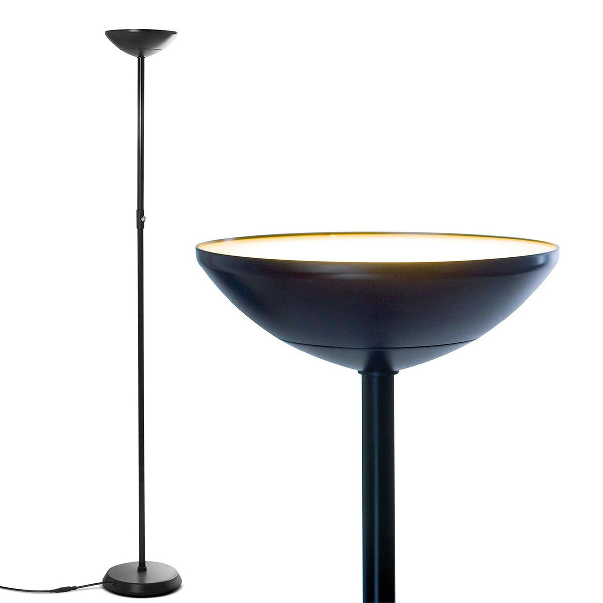 Brightech SkyLite LED High Lumen Uplight Torchiere Floor Lamp, Black (2 Pack)