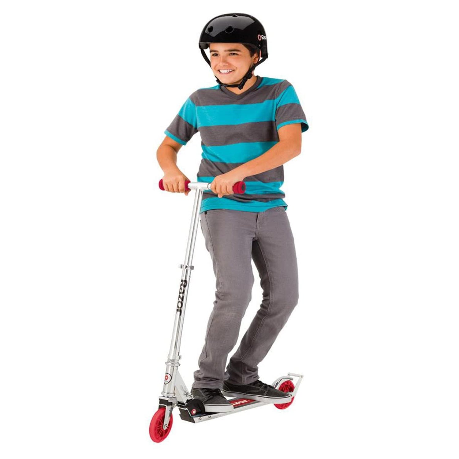 Razor A3 Kick Push Folding Aluminum Portable Scooter for Kids, Red (Open Box) - VMInnovations