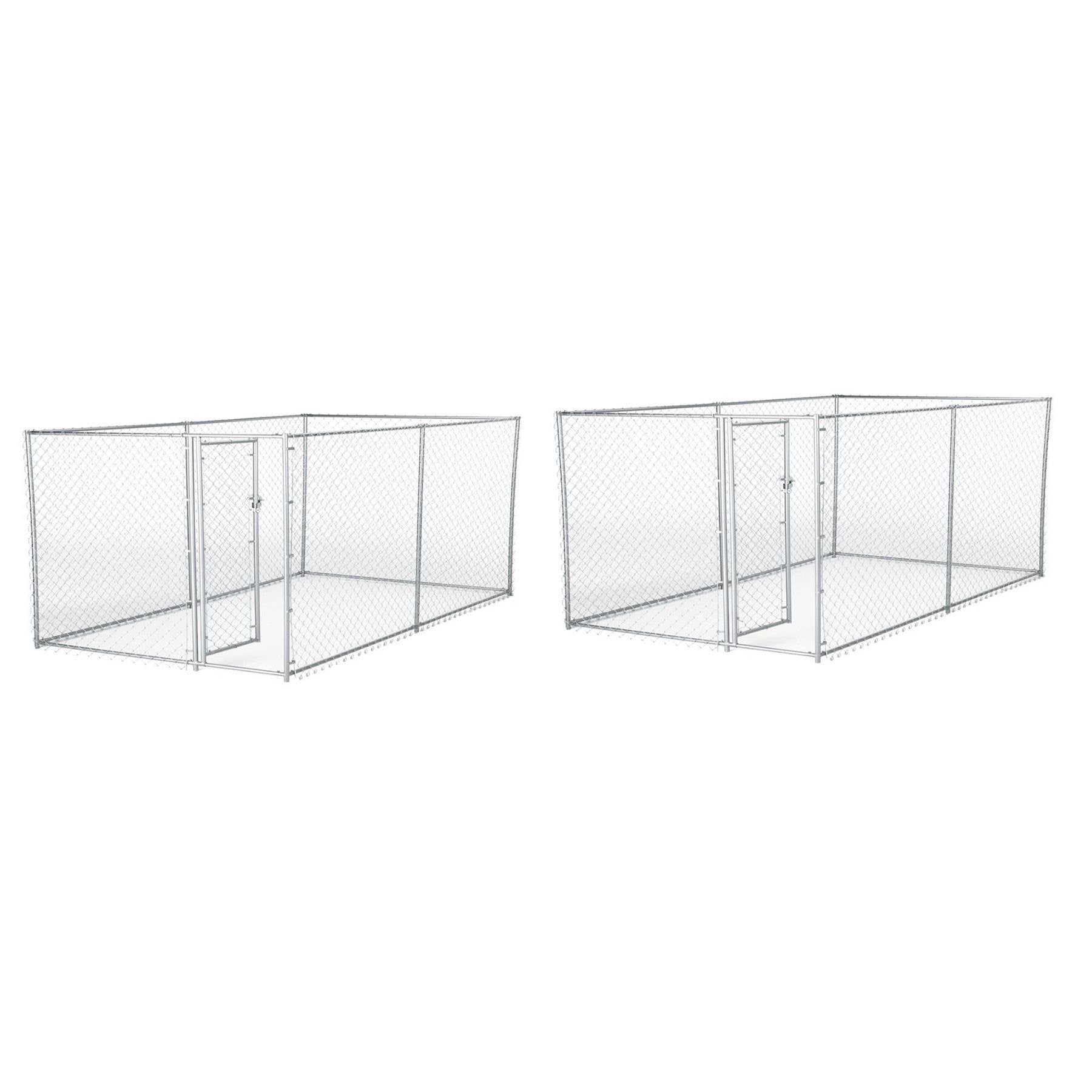 Lucky Dog 10 x 5 x 4 Foot Heavy Duty Outdoor Chain Link Kennel Enclosure (2 Pk) - VMInnovations