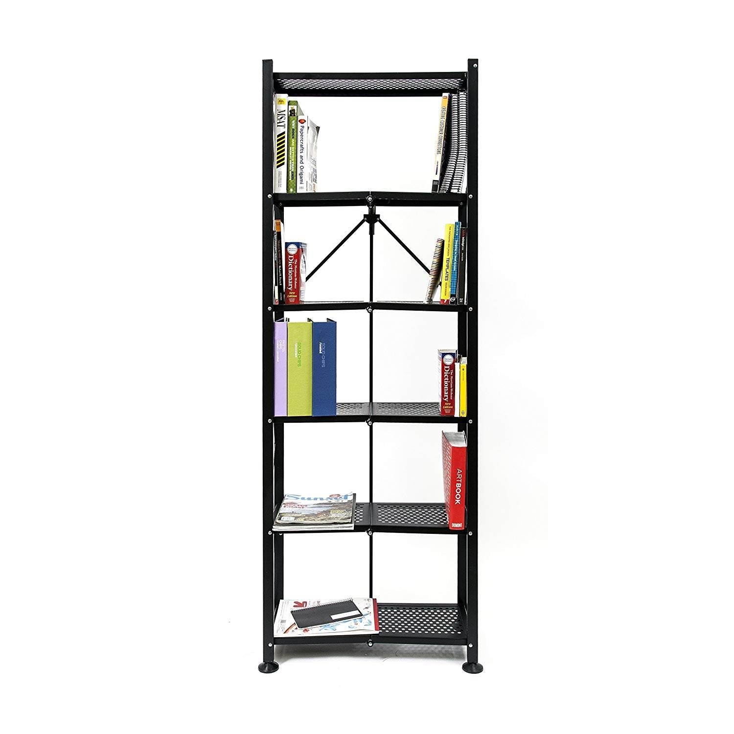 Origami 6 Shelf Open Styled Organizational Deco Rack Bookshelf, Black (Used) - VMInnovations