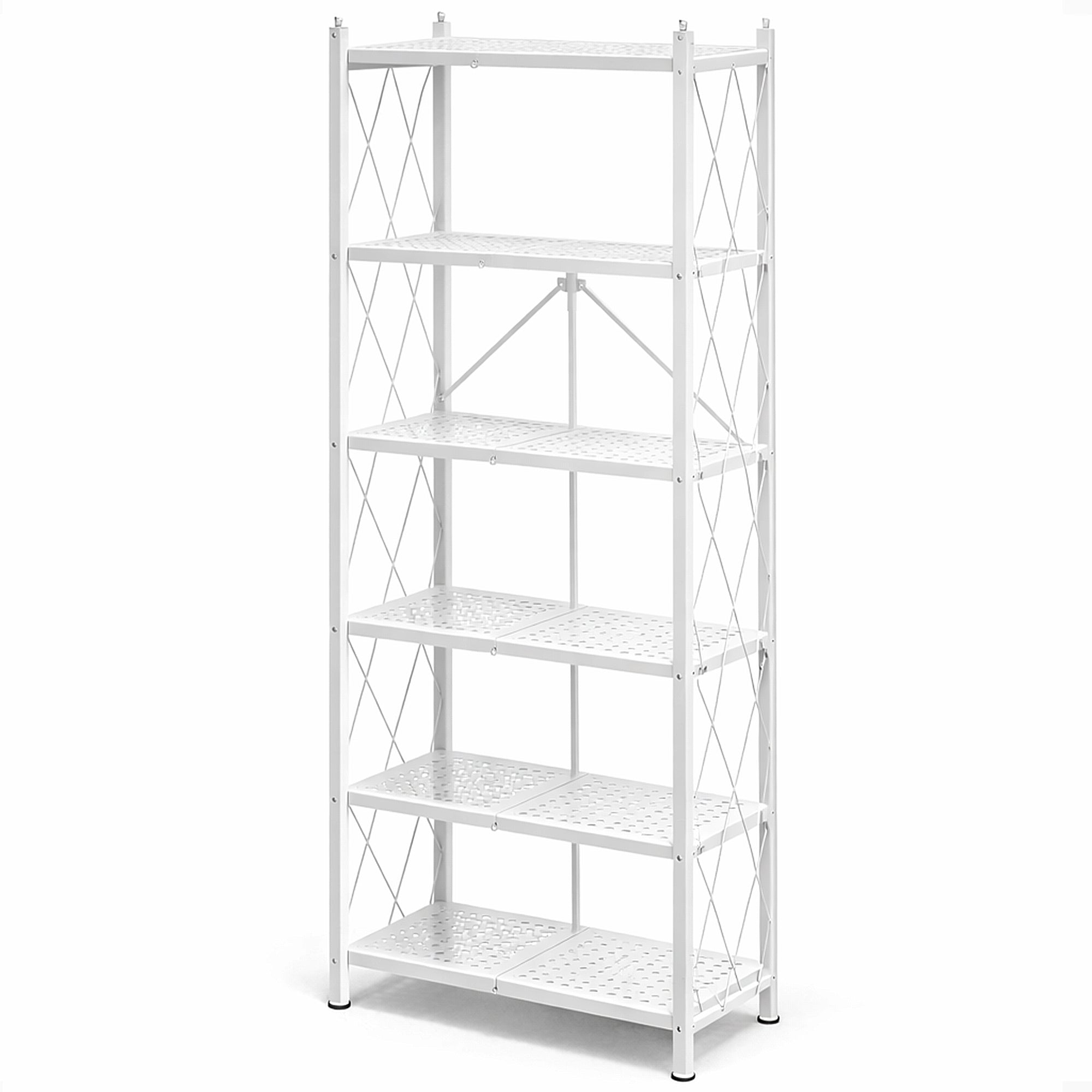 Origami RB-03 6 Shelf Open Styled Home Organizational Deco Rack Bookshelf, White - VMInnovations