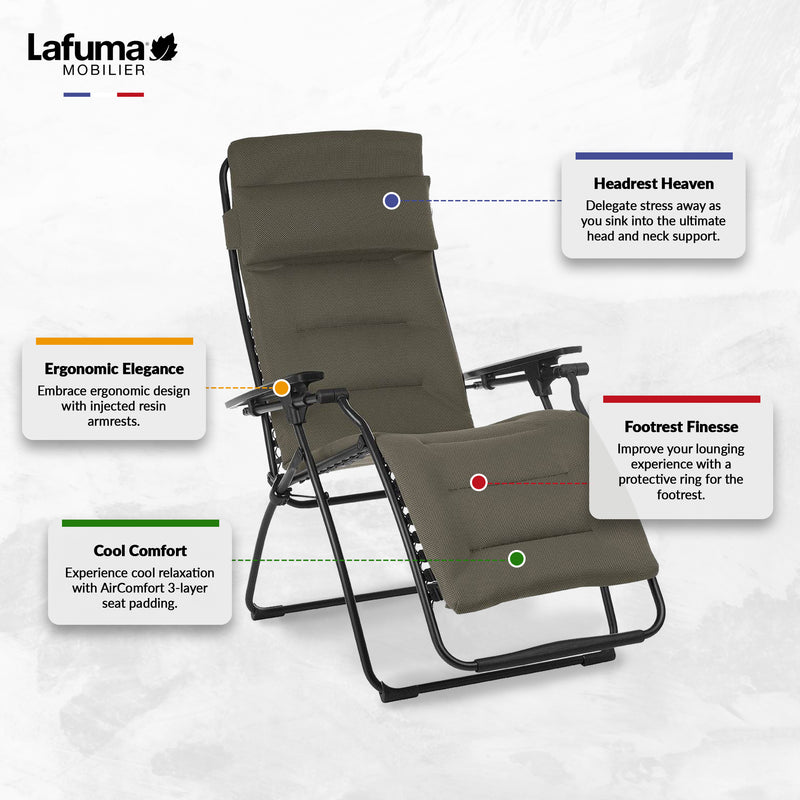 Lafuma LFM3123-7057 Futura Air Comfort XL Series Outdoor Relaxation Chair, Taupe