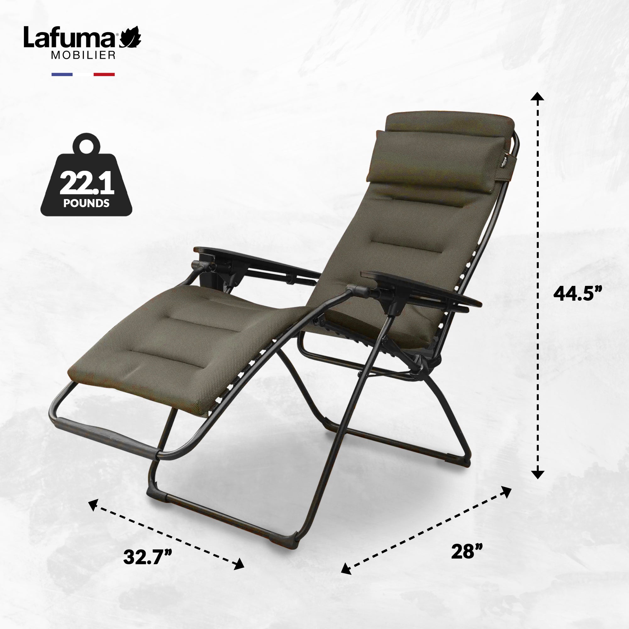 Lafuma Futura Air Comfort XL Series Outdoor Relaxation Chair, Taupe (Used) - VMInnovations
