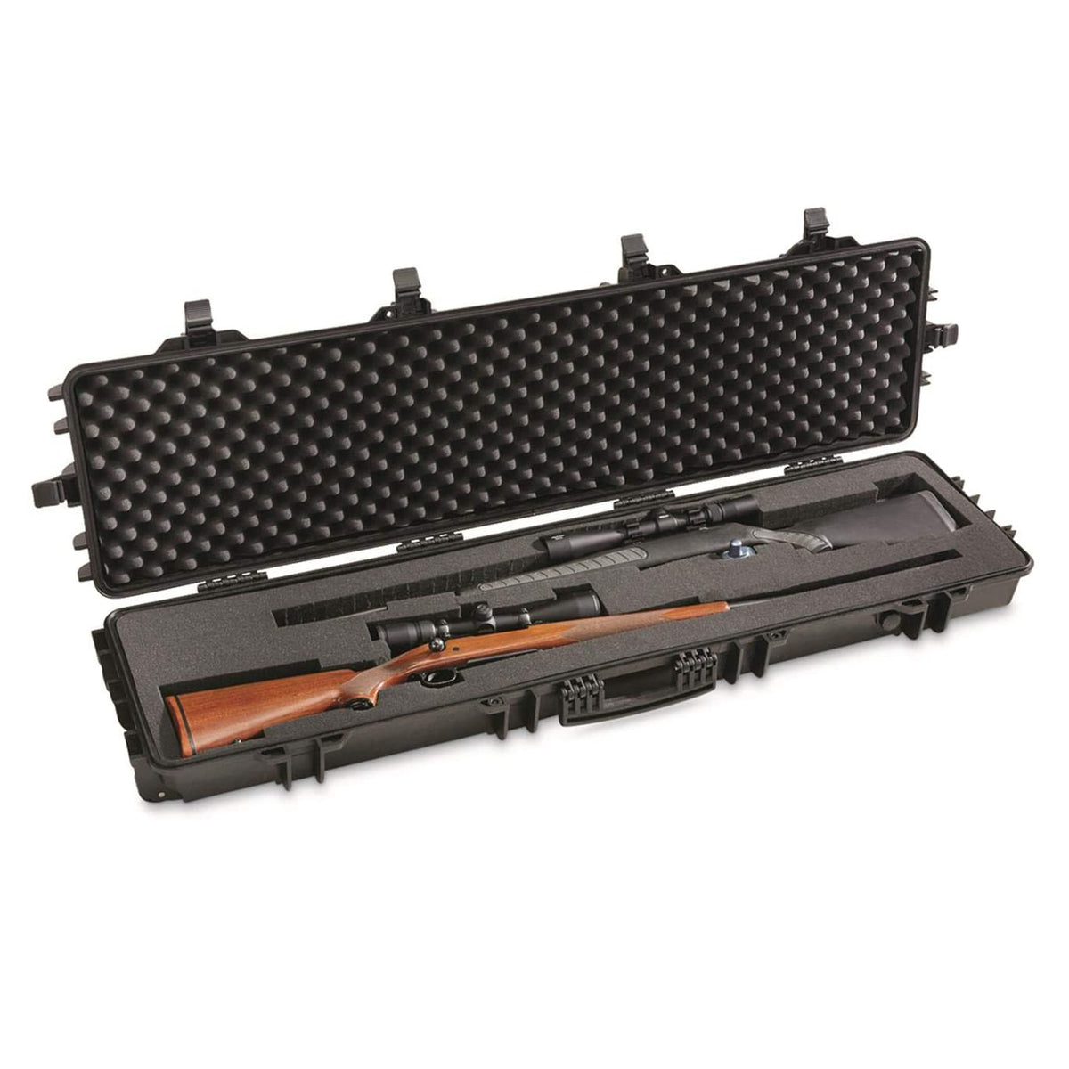 HQ Issue Molded Plastic Large Double Carry Gun Case with Transport Wheels, Black - VMInnovations