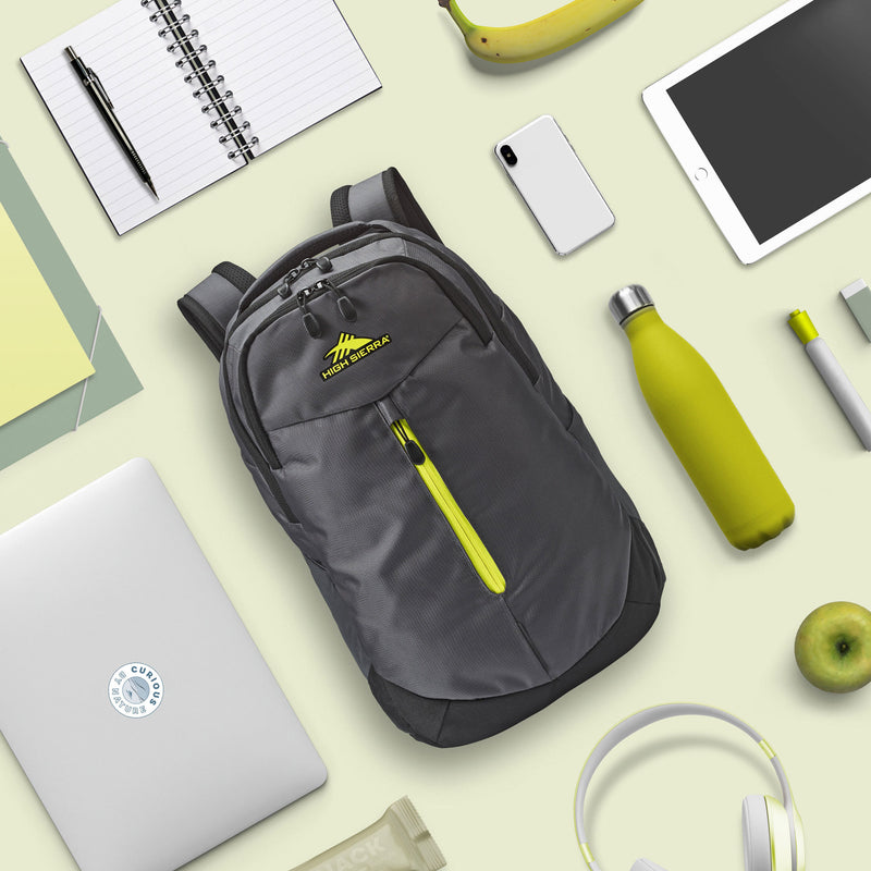 High Sierra Backpack with Laptop Pocket & Tablet Sleeve, Mercury/Glow (Open Box)