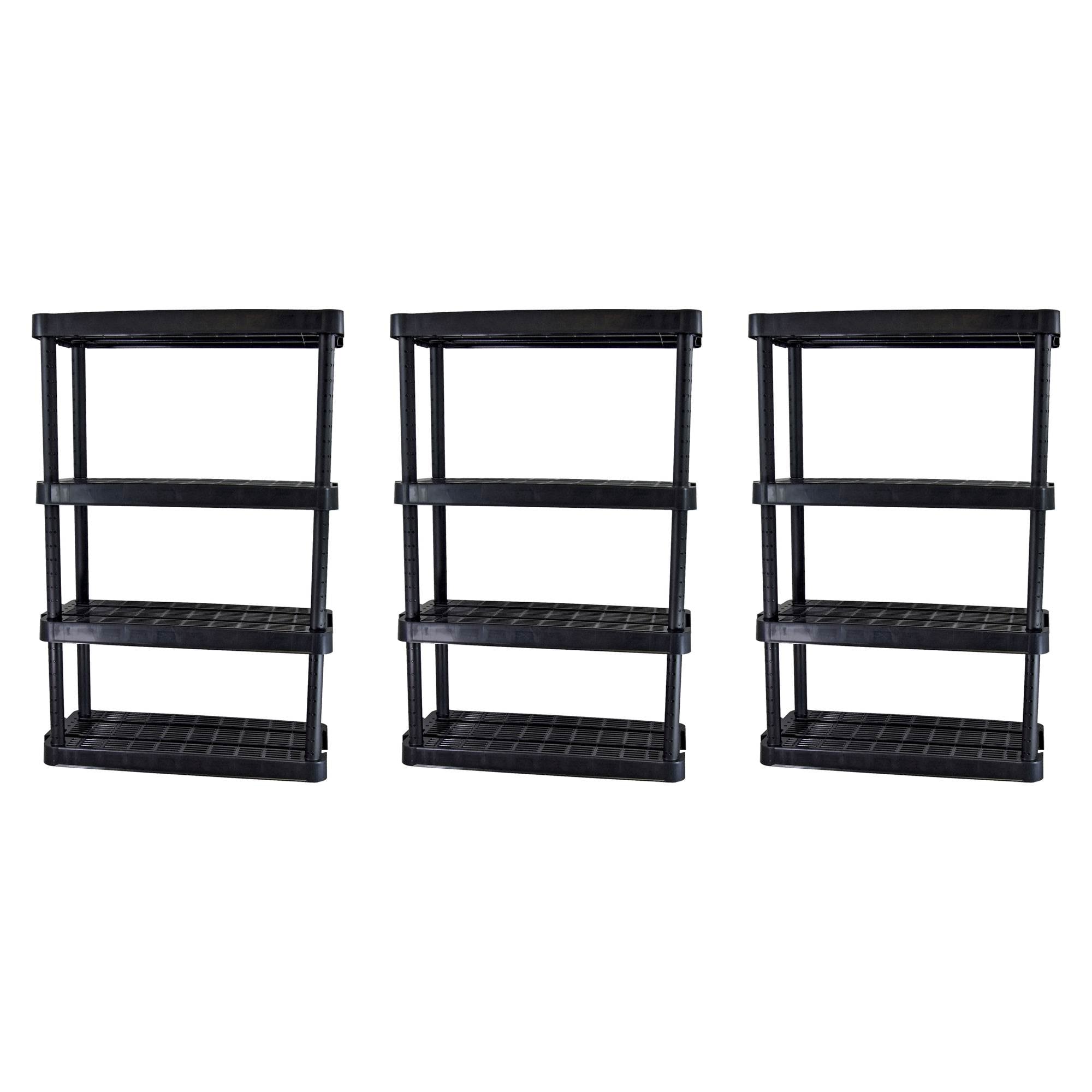 Gracious Living 4 Shelf Adjustable Height Medium Duty Storage, Black (3 Pack) - VMInnovations