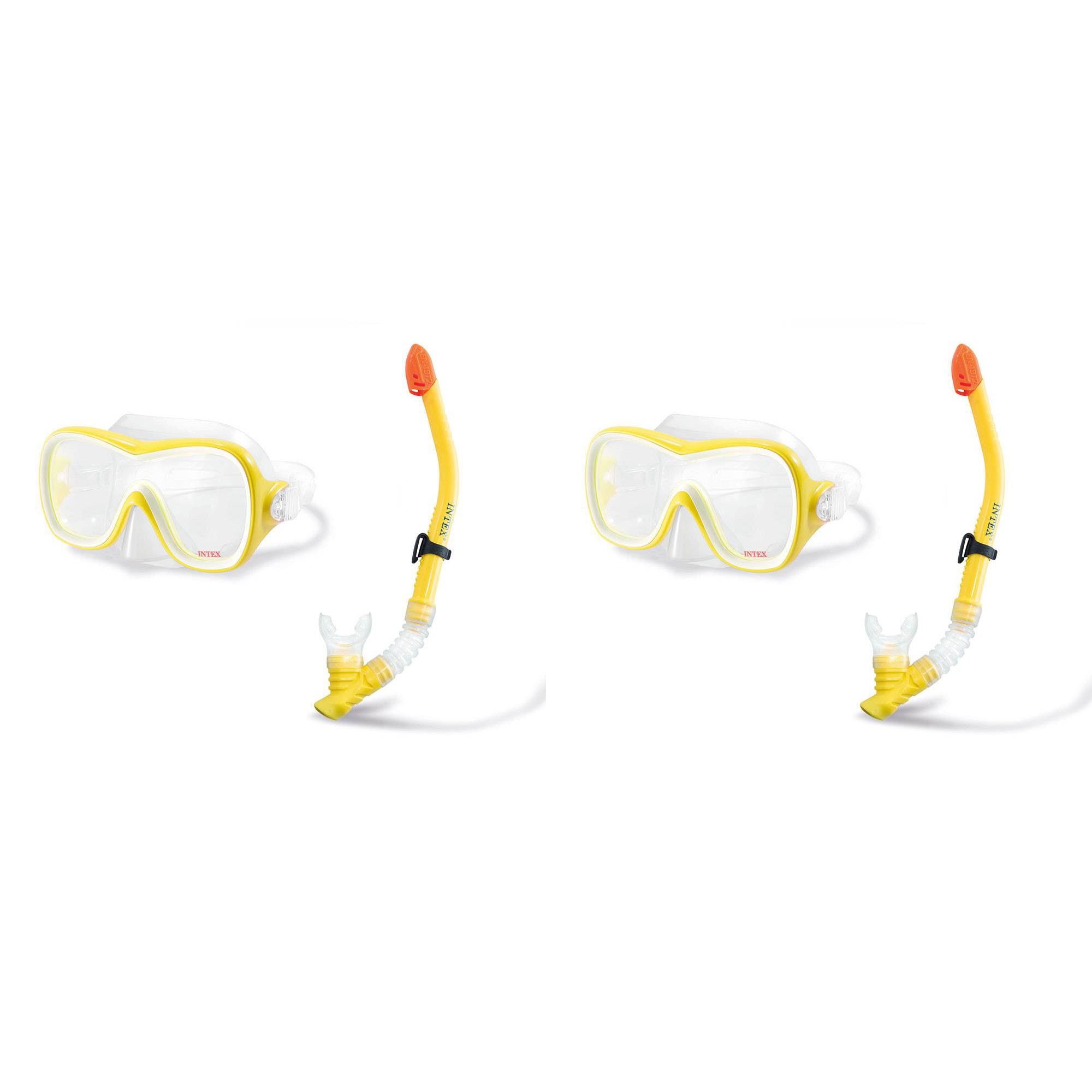 Intex Wave Rider Hypoallergenic Latex Free Mask & Easy Flow Snorkel Set (2 Pack) - VMInnovations