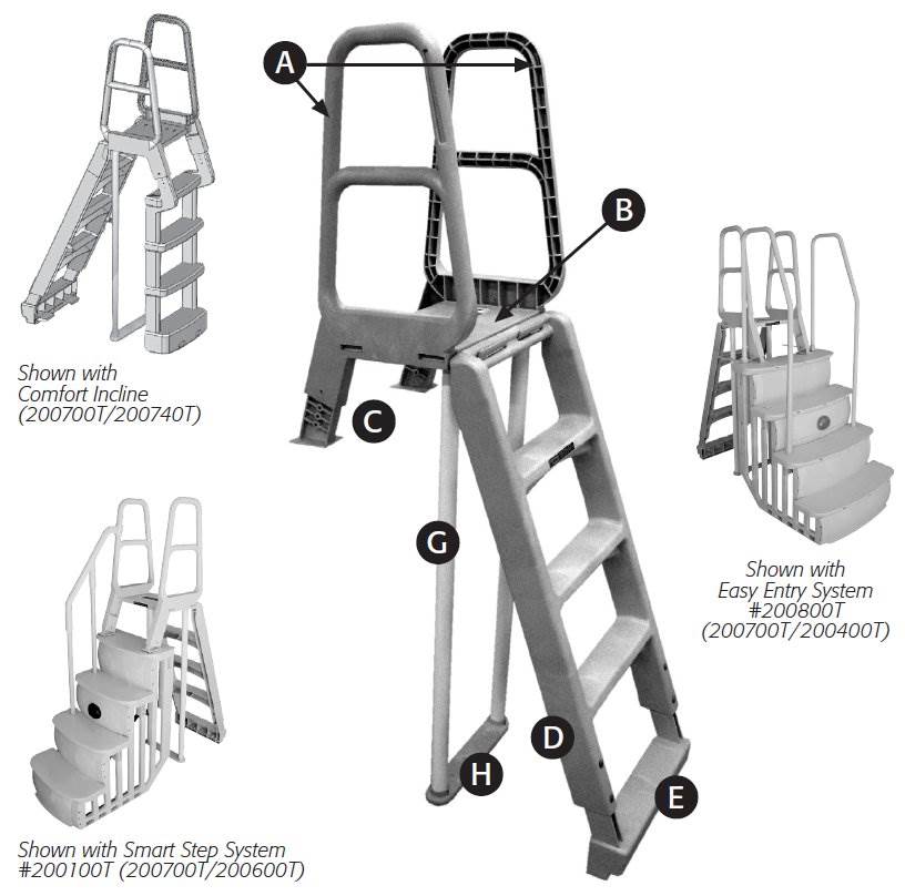 Main Access Comfort Incline Ladder for Above Ground Swimming Pools (6 Pack)