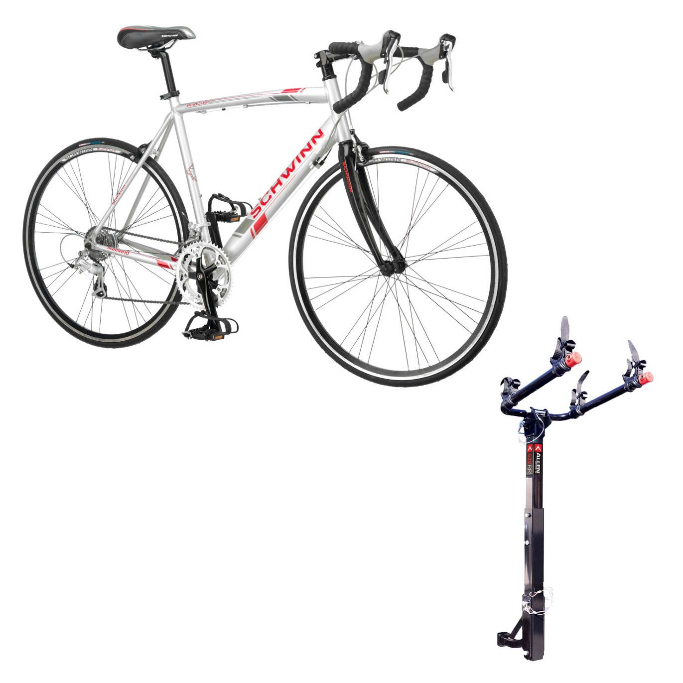 Schwinn 700C Phocus 1600 Womens Drop Bar Road Bicycle & 2 Bike Free Hitch Rack
