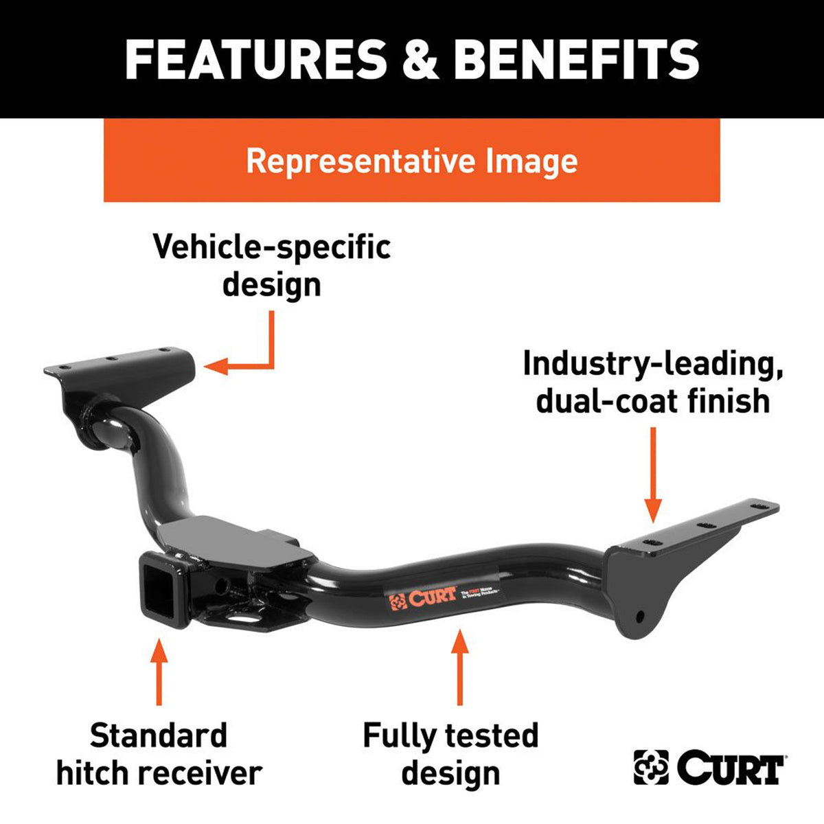 Curt 13065 Class 3 Trailer Towing Hitch with 2 In Receiver, Black (Used)