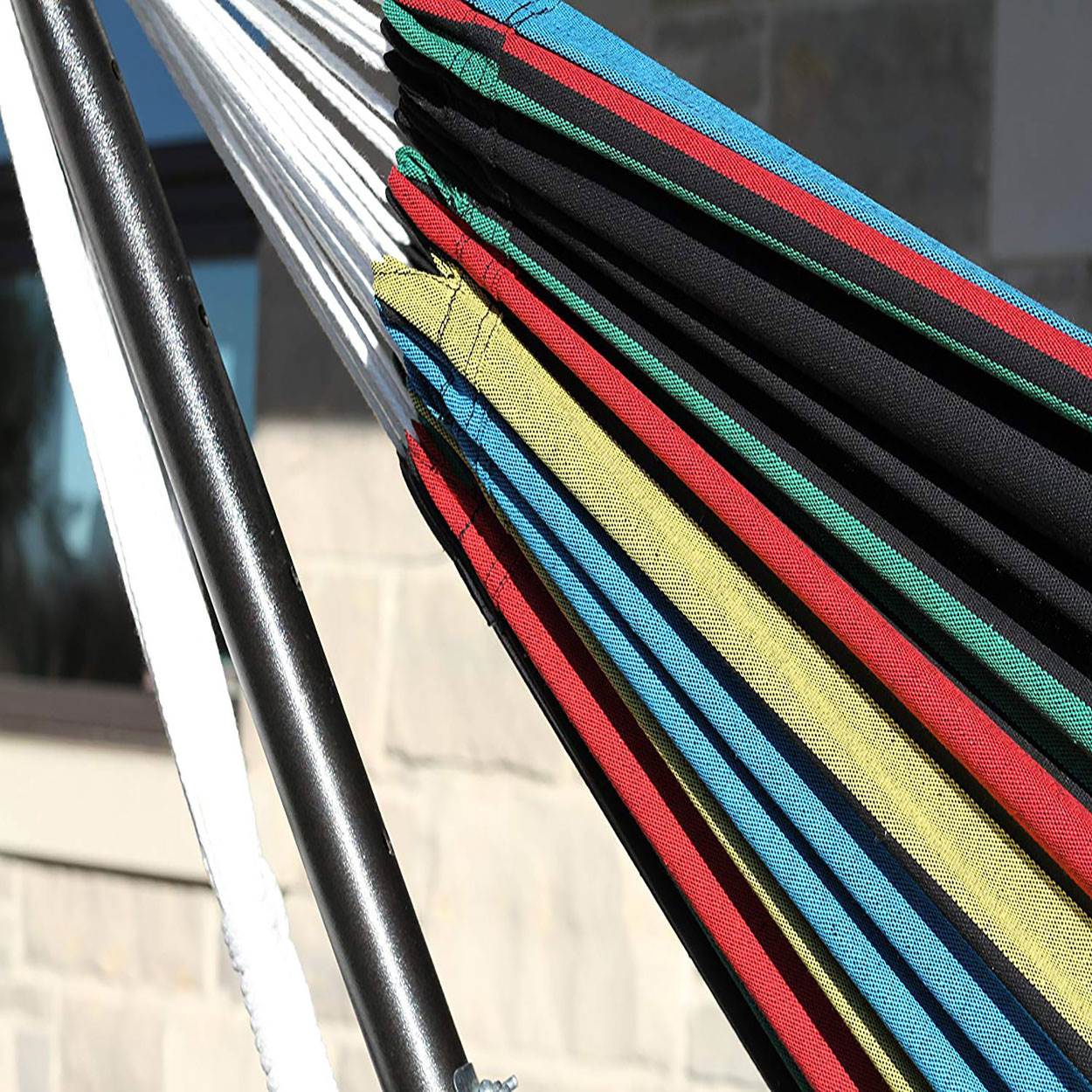 Vivere Cotton Double Hammock w/ Universal Steel Stand Combo, Rio Night(Open Box)