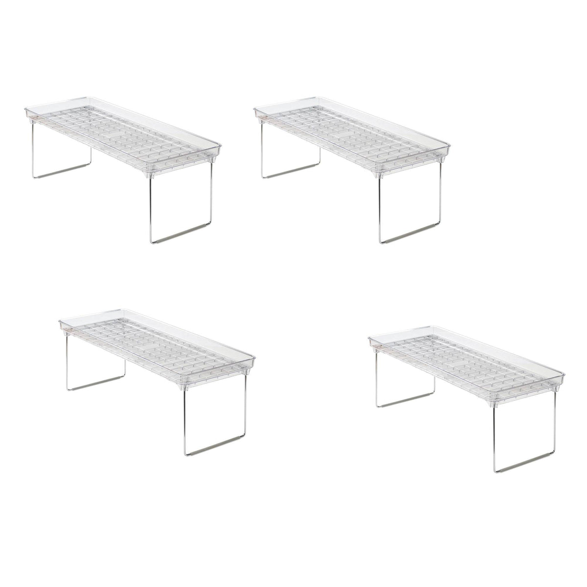 Madesmart Clear Stacking Cabinet Countertop Organizer Storage Shelf (4 Pack)