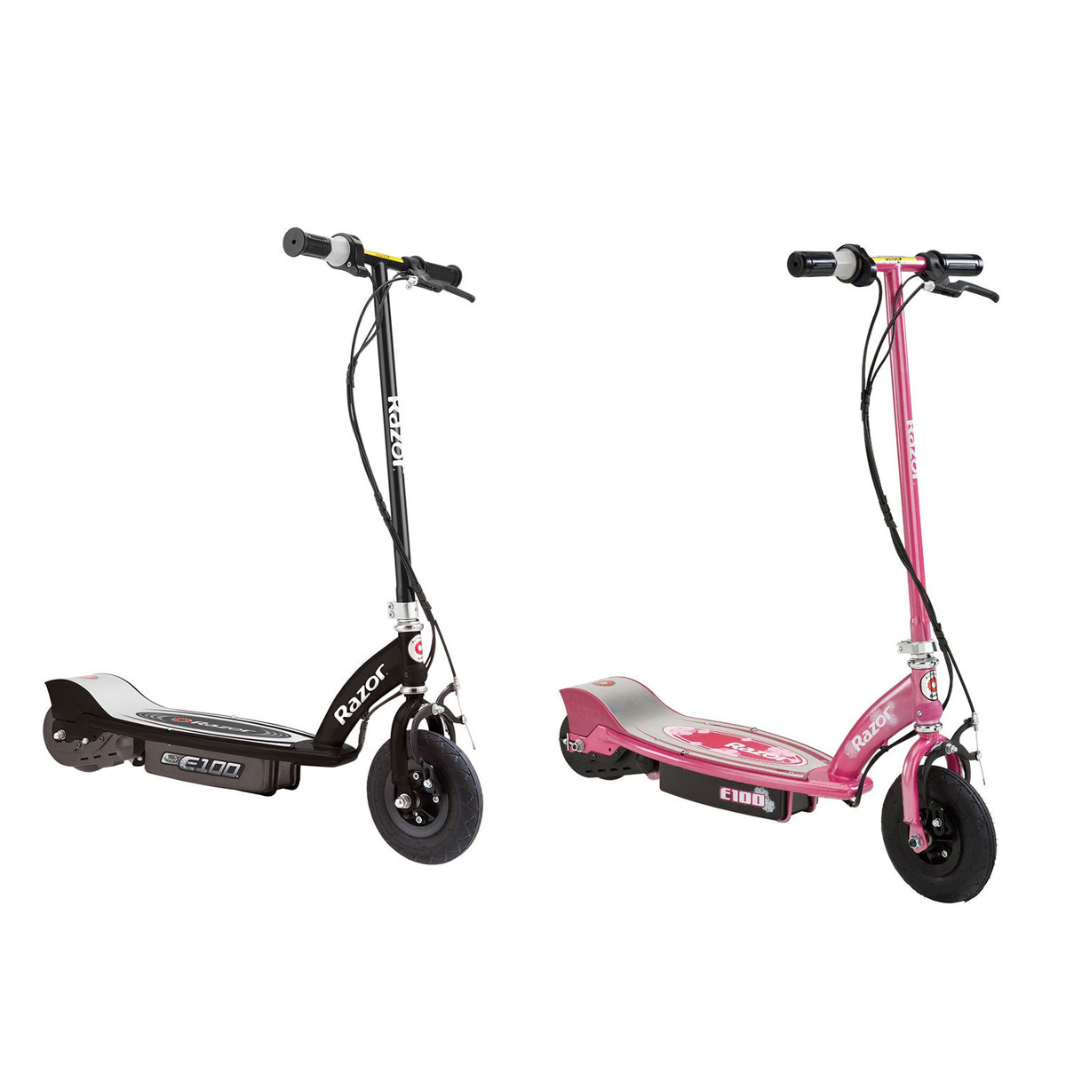 Razor E100 Kid Ride On 24V Motorized Electric Power Scooters, Black & Sweet Pea
