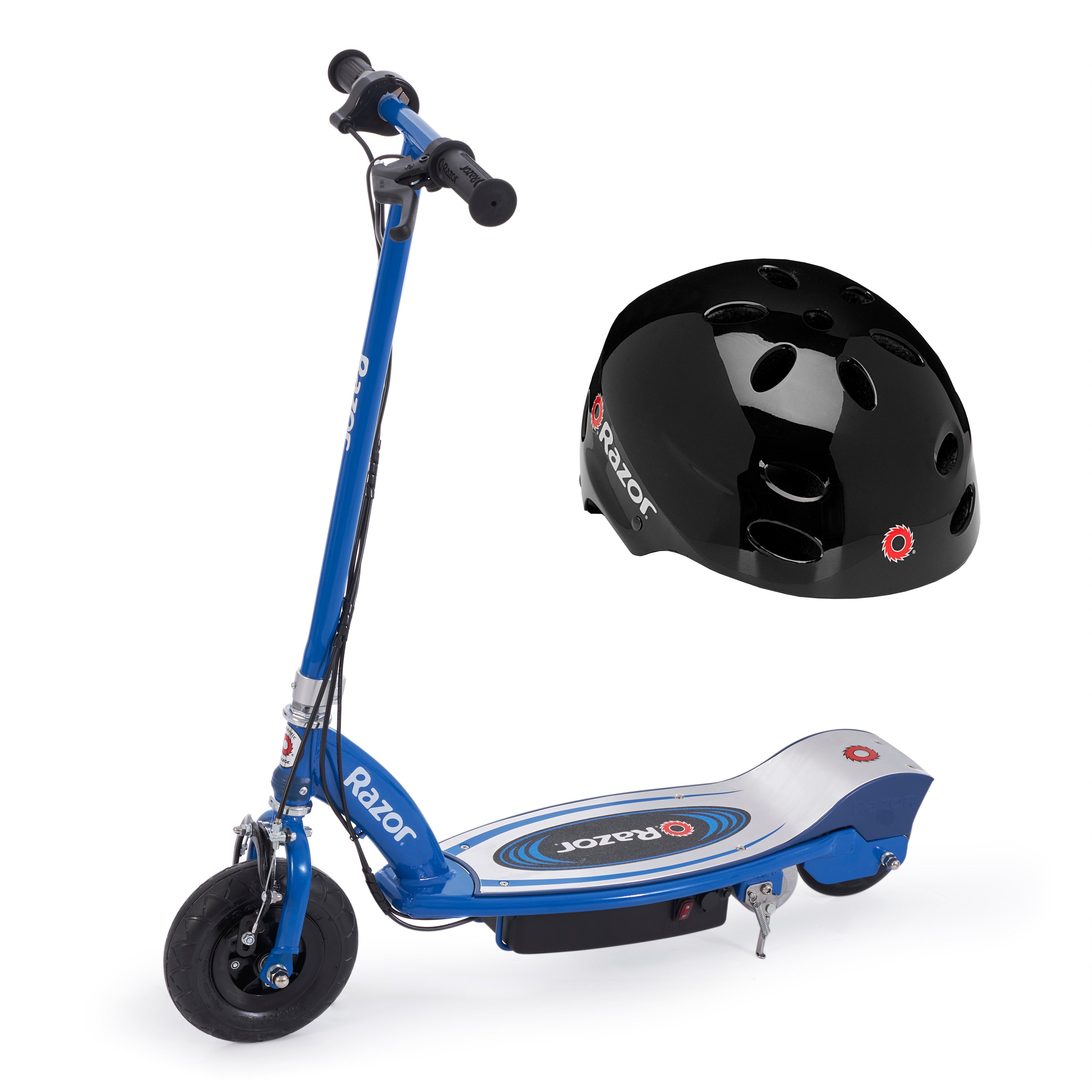 Razor E100 Kids 24V Motorized Powered Electric Kick Scooter with Helmet, Blue