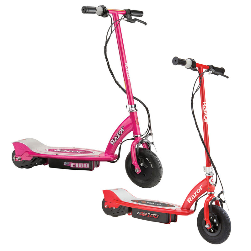 Razor E100 Kids 24 Volt Electric Powered Ride On Scooter, Red & Pink (2 Pack)