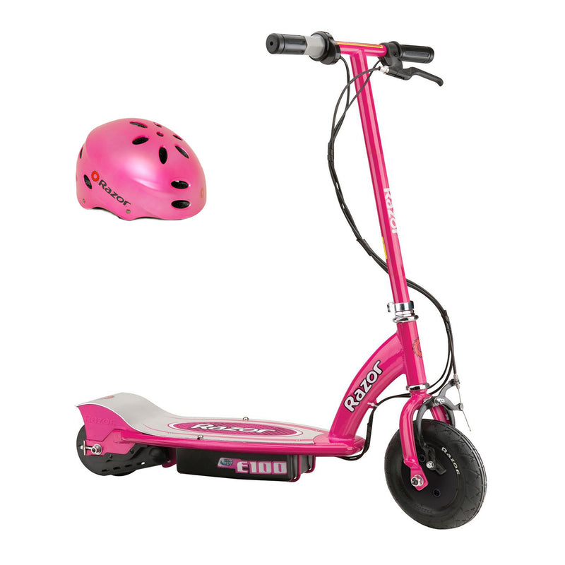 Razor E100 Kids Motorized 24 Volt Electric Powered Ride On Scooter with Helmet