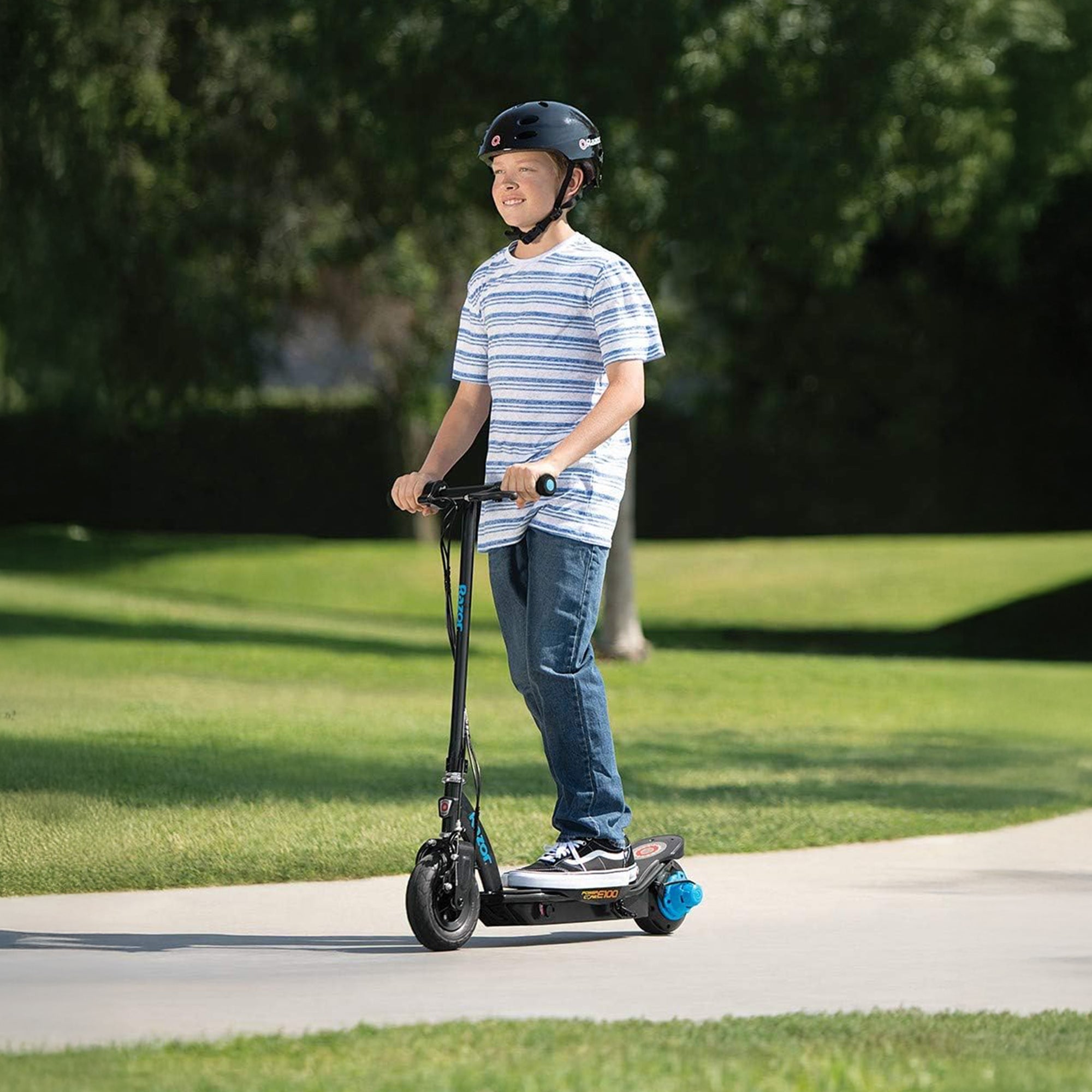 Razor Power Core E100 Electric Kids Scooter with 8" Front Pneumatic Tire, Blue - VMInnovations