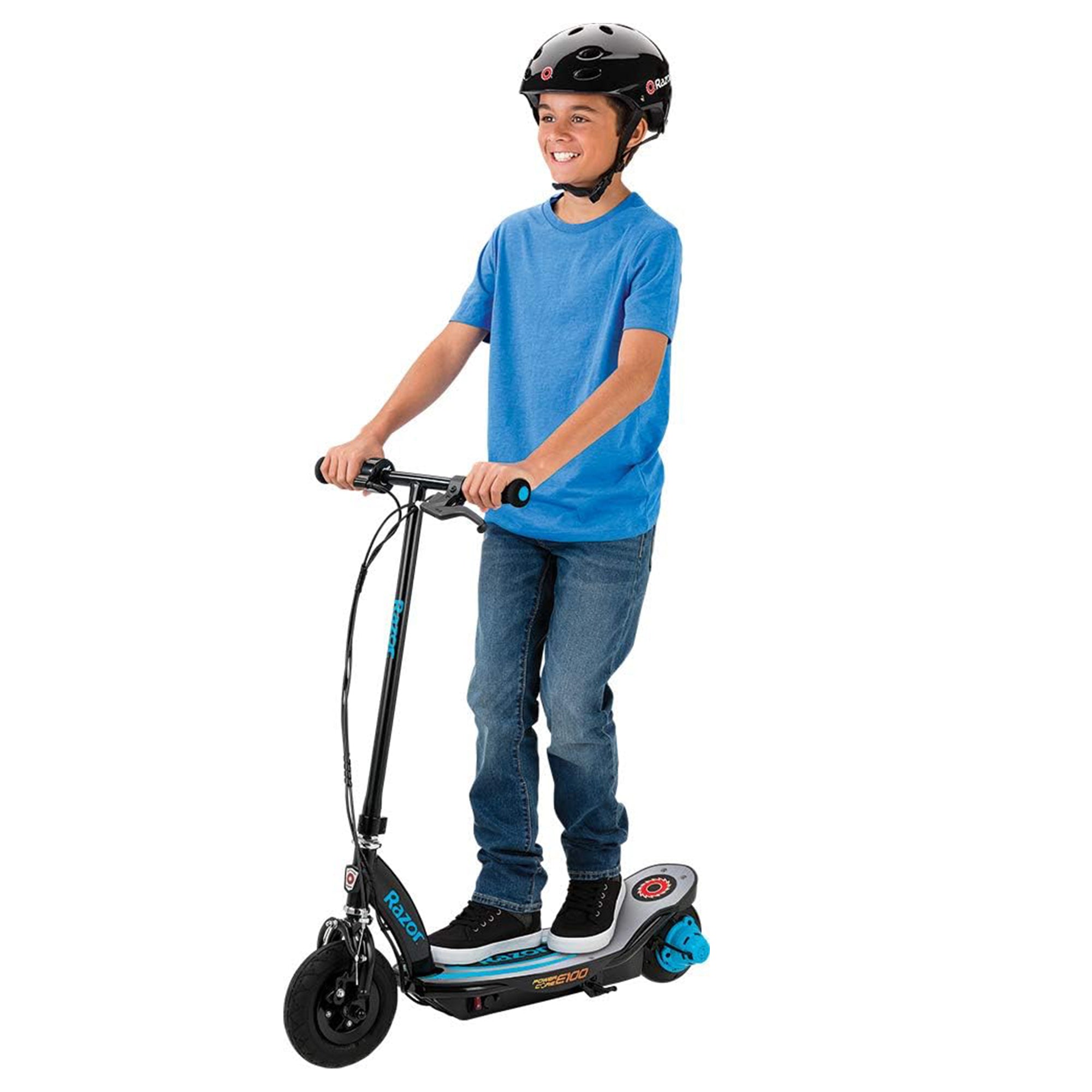 Razor Power Core E100 Electric Kids Scooter with 8" Front Pneumatic Tire, Blue - VMInnovations