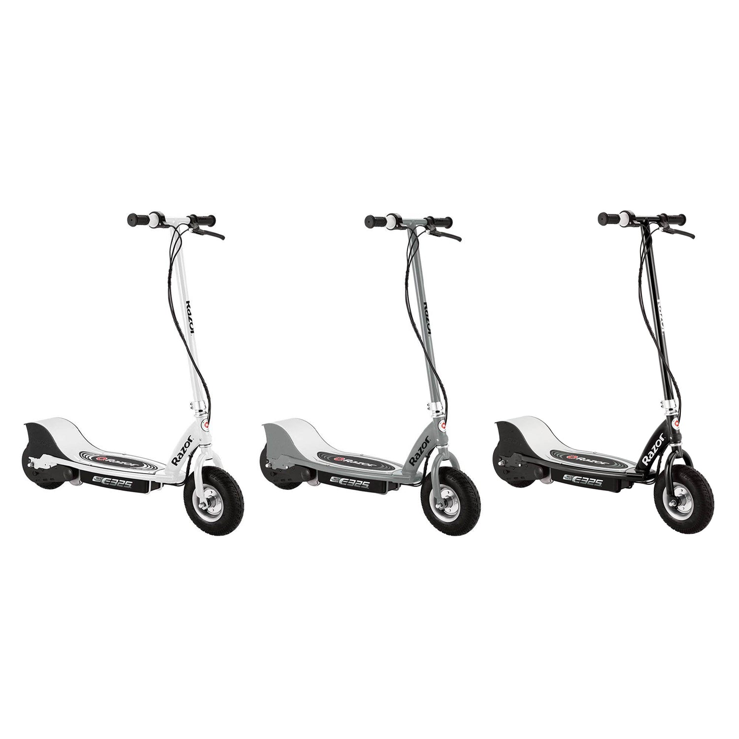 Razor E325 Adult Electric 24V Ride-On Scooter, White, Silver, and Black (3-Pack)