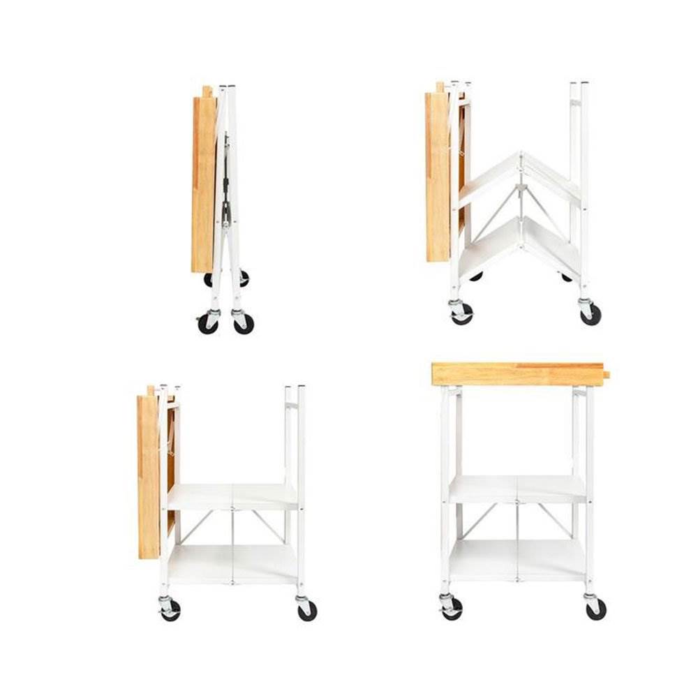 Origami Wheeled Kitchen Island Bar Cart with Double Wine Rack Bottle Holder - VMInnovations