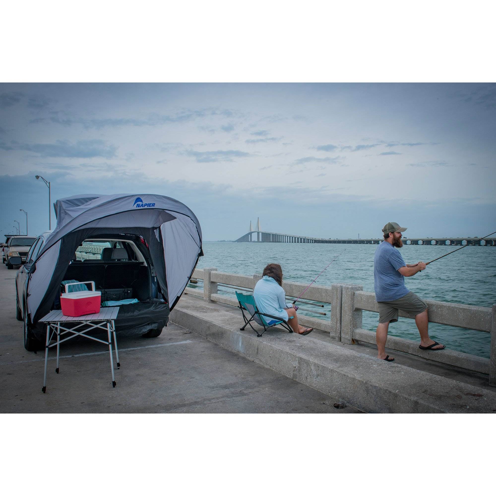Napier Sportz Cove 61500 Mid to Full Size SUV Tailgate Shade Awning Tent, Gray