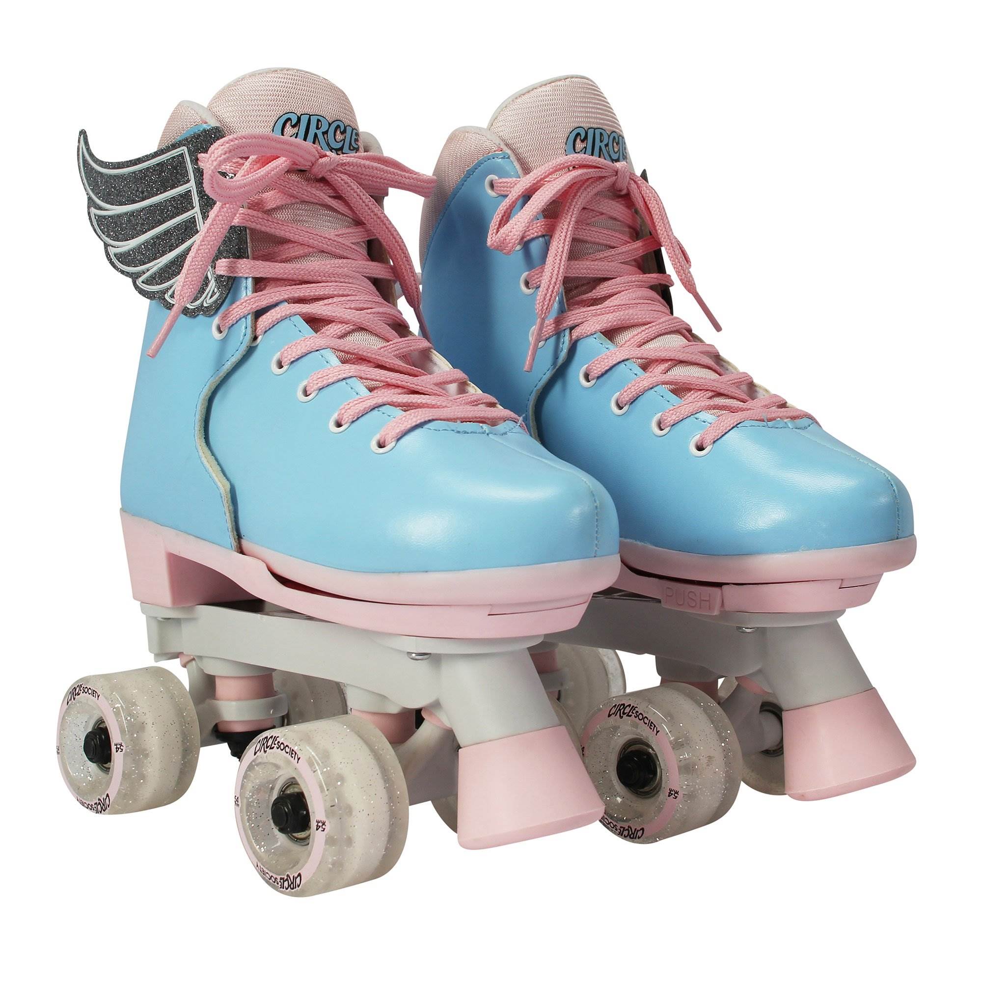 Circle Society Classic Cotton Candy Roller Skates, Girl Sizes 12 to 3 (Open Box)