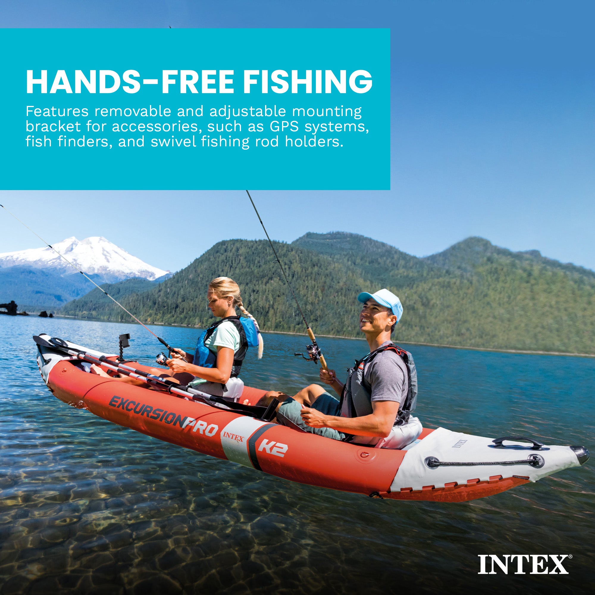 Intex Excursion Pro Inflatable 2 Person Vinyl Kayak with 2 Oars and Pump, Red