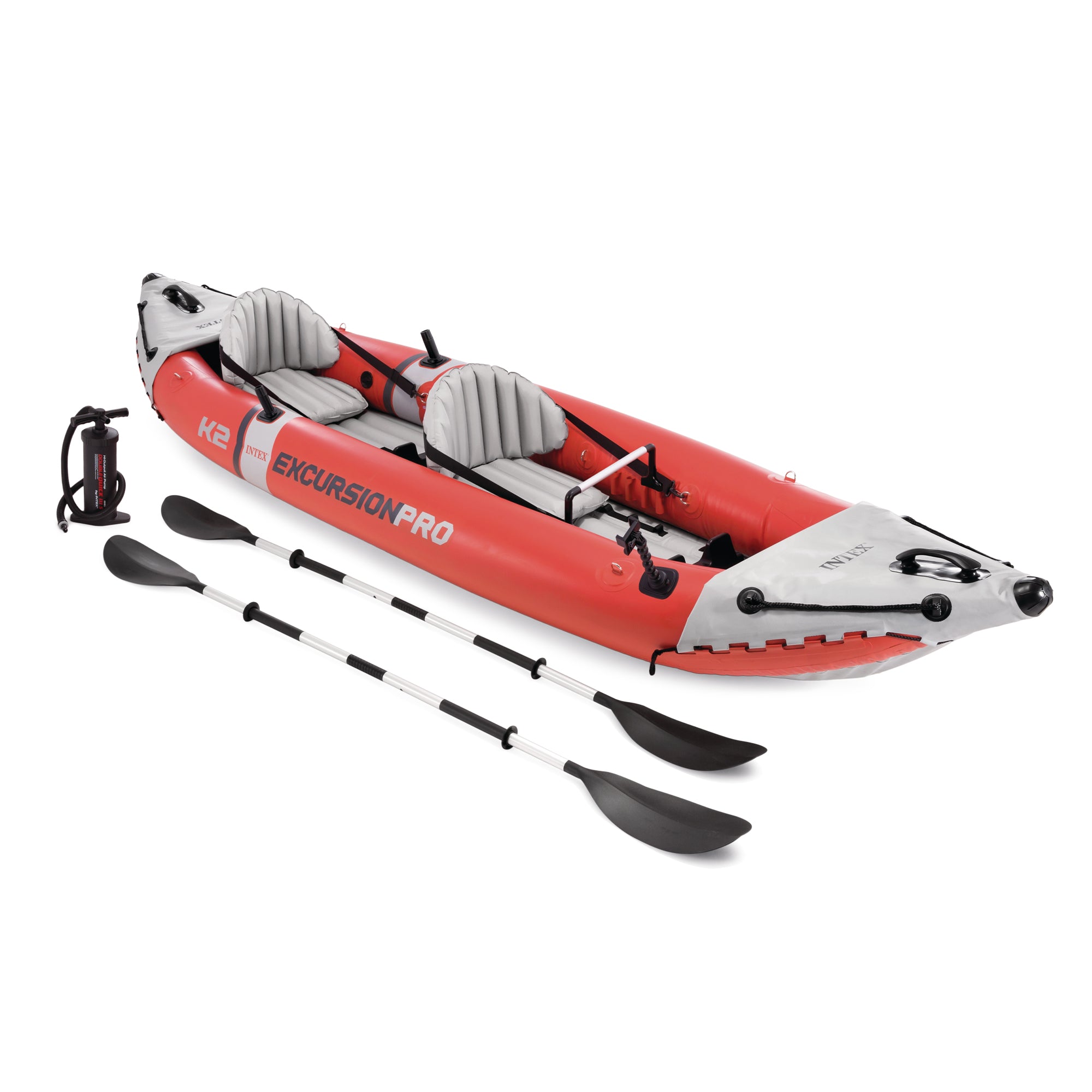 Intex Excursion Pro Inflatable 2 Person Vinyl Kayak with 2 Oars and Pump, Red