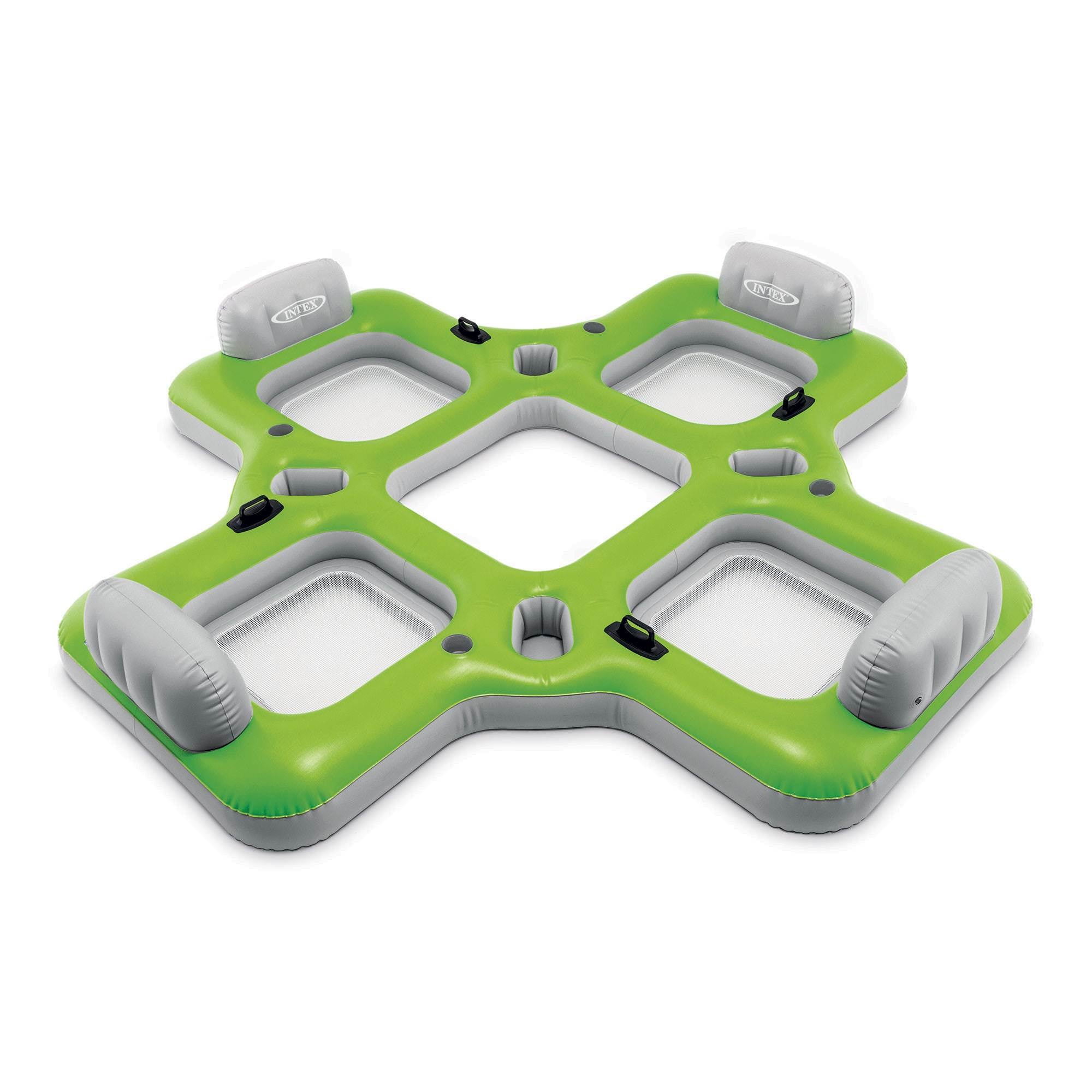 Intex Lounge Island Inflatable 4 Seat Inflatable PVC Pool Float Raft, Green