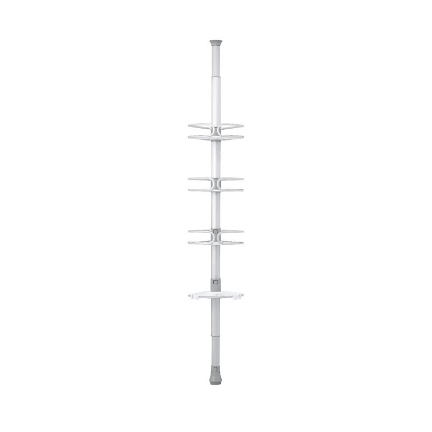 OXO Good Grips Quick-Extend Aluminum Pole Shower 4-Shelf Bath Caddy Silver(Used)