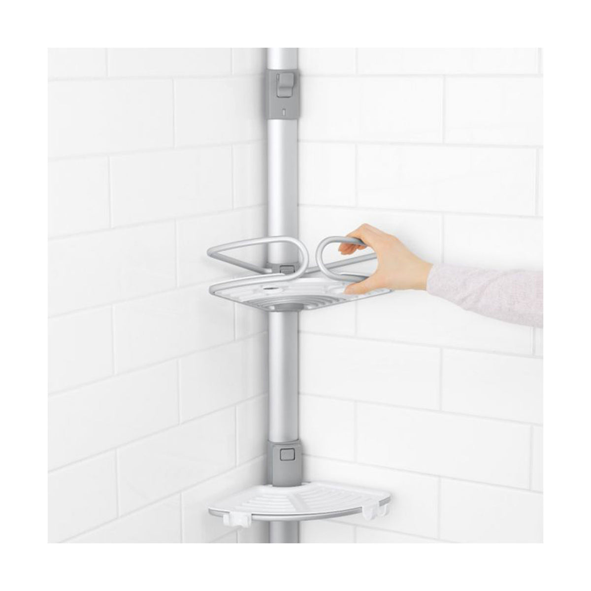 OXO Good Grips Quick-Extend Aluminum Pole Shower 4-Shelf Bath Caddy Silver(Used)