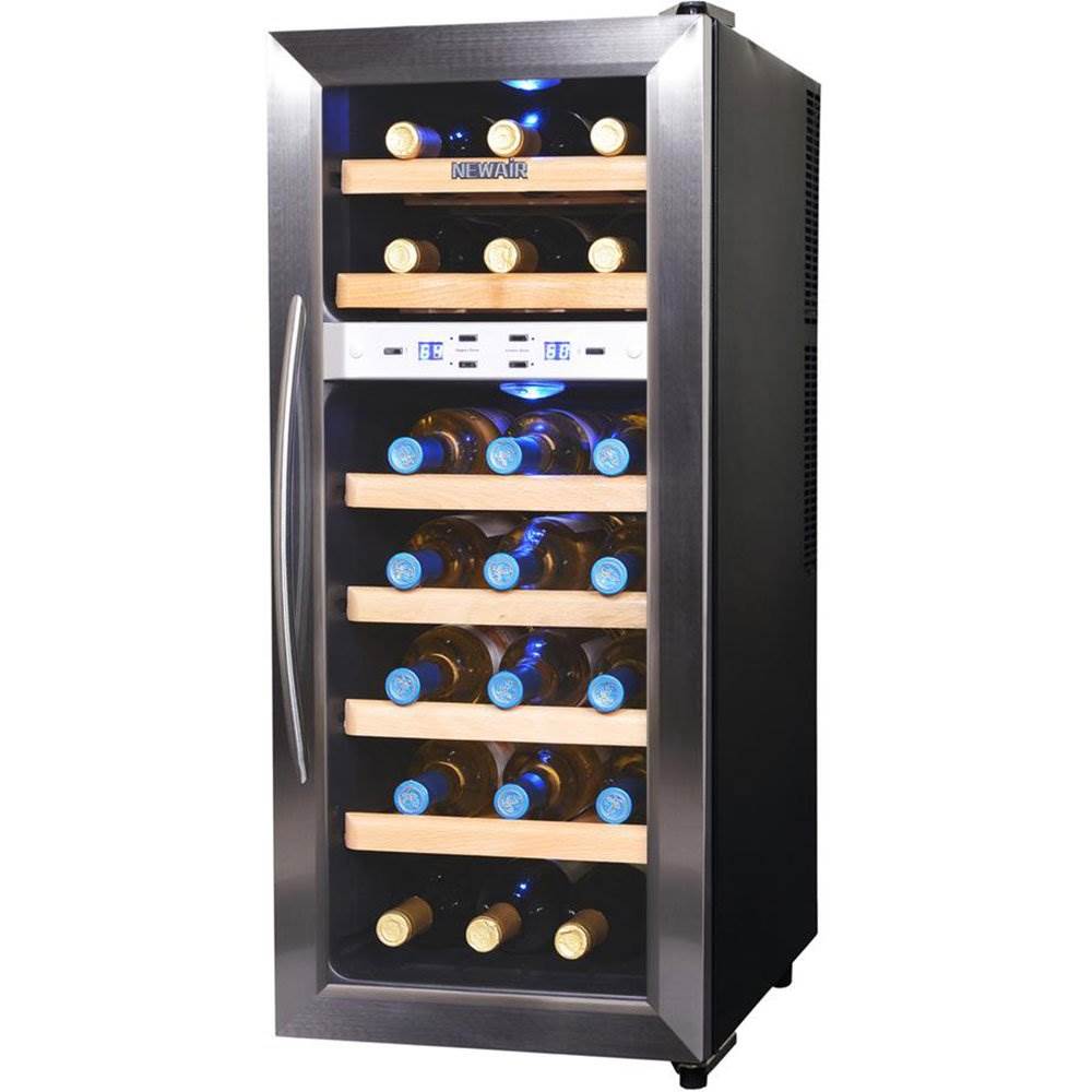 NewAir 21 Bottle Capacity Dual Zone Wine Cooler Fridge (Certified Refurbished)