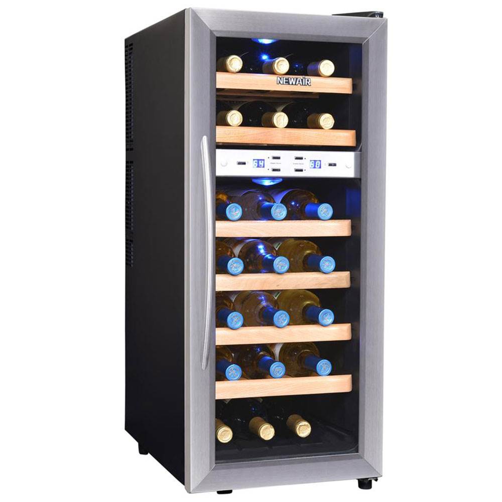 NewAir 21 Bottle Capacity Dual Zone Wine Cooler Fridge (Certified Refurbished)