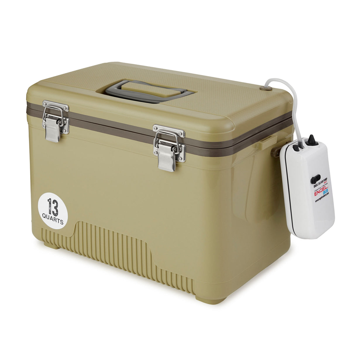 Engel 13 Quart Live Bait Fishing Outdoor Cooler With Water Pump, Tan (Used)