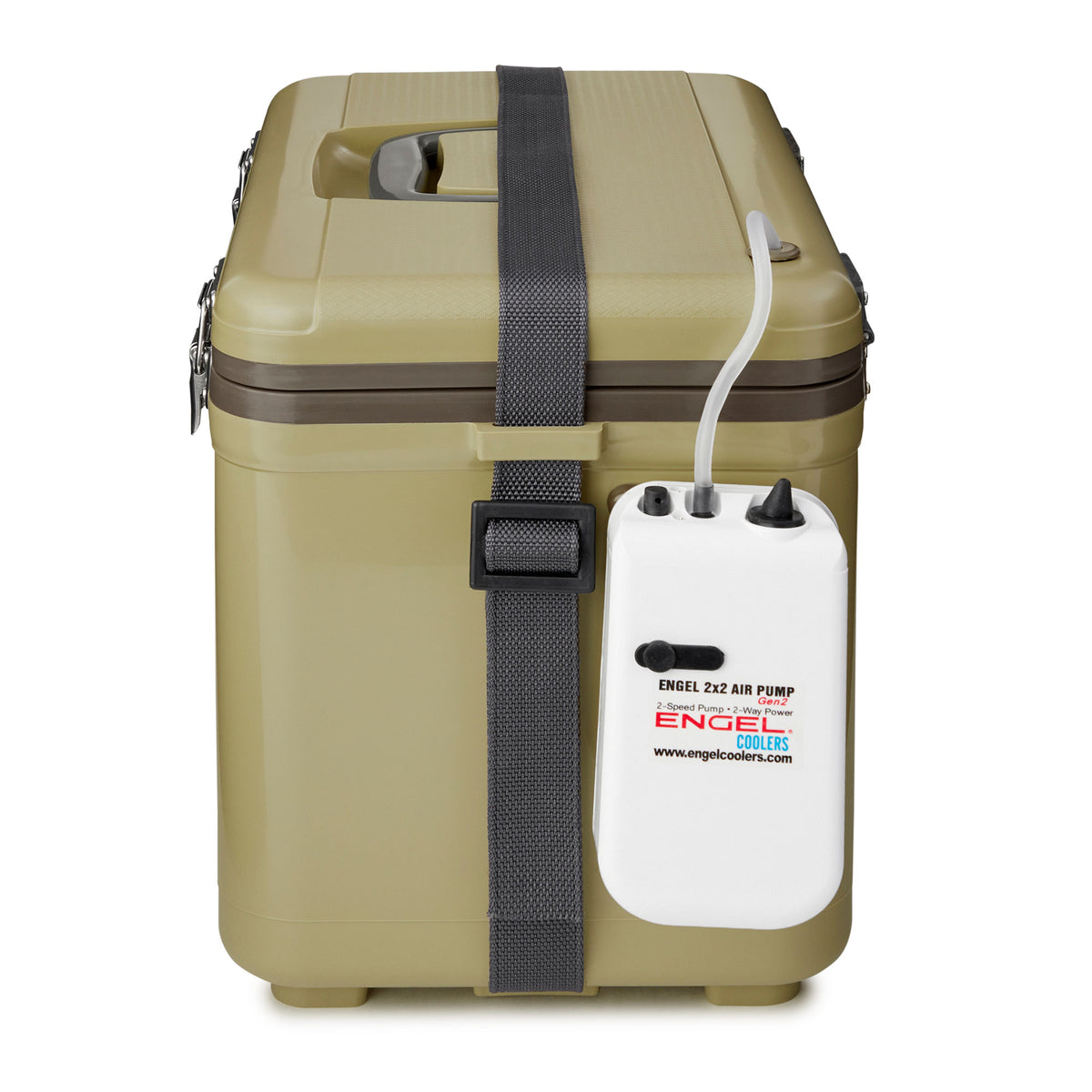 Engel 13 Quart Live Bait Fishing Outdoor Cooler With Water Pump, Tan (Used)