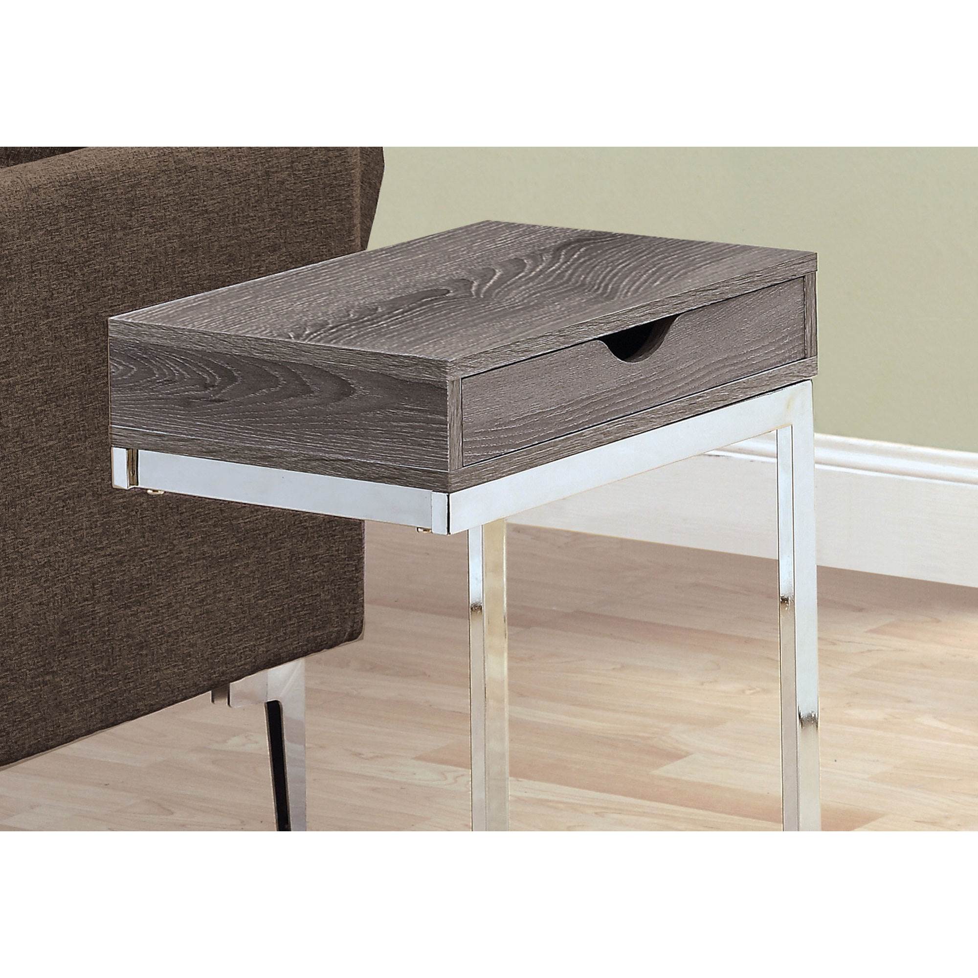 Monarch Specialties Accent Rectangular Side End Table with a Drawer, Dark Taupe