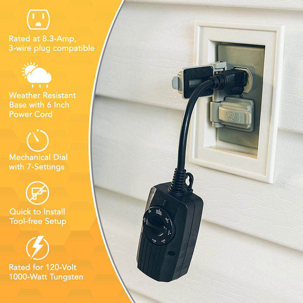 Woods 2001WD 8.3 Amp Outdoor 24 Hour Outlet Timer with Photocell Light Sensor