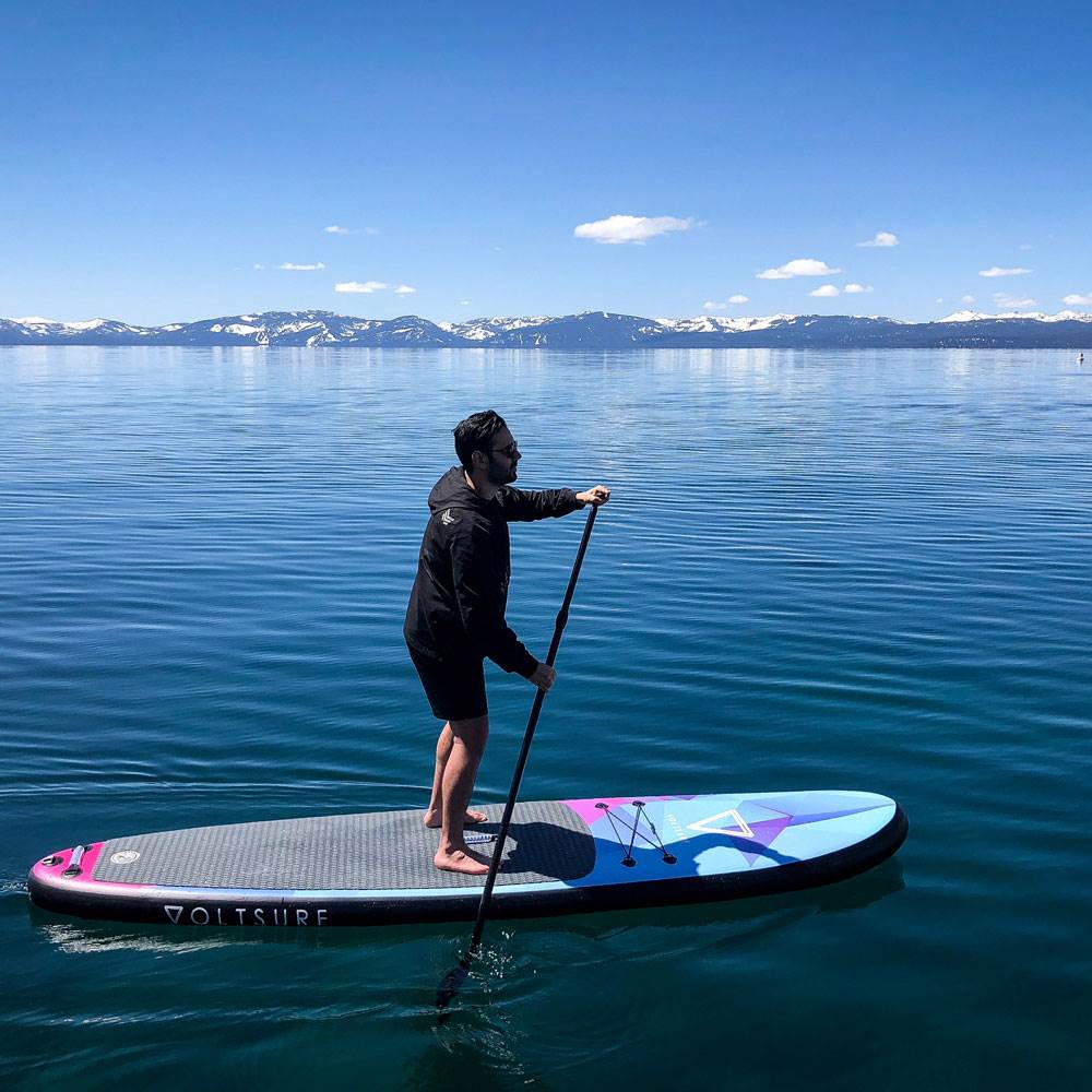 VoltSurf 11 Foot Rover Inflatable SUP Stand Up Paddle Board Kit w/ Pump, Black