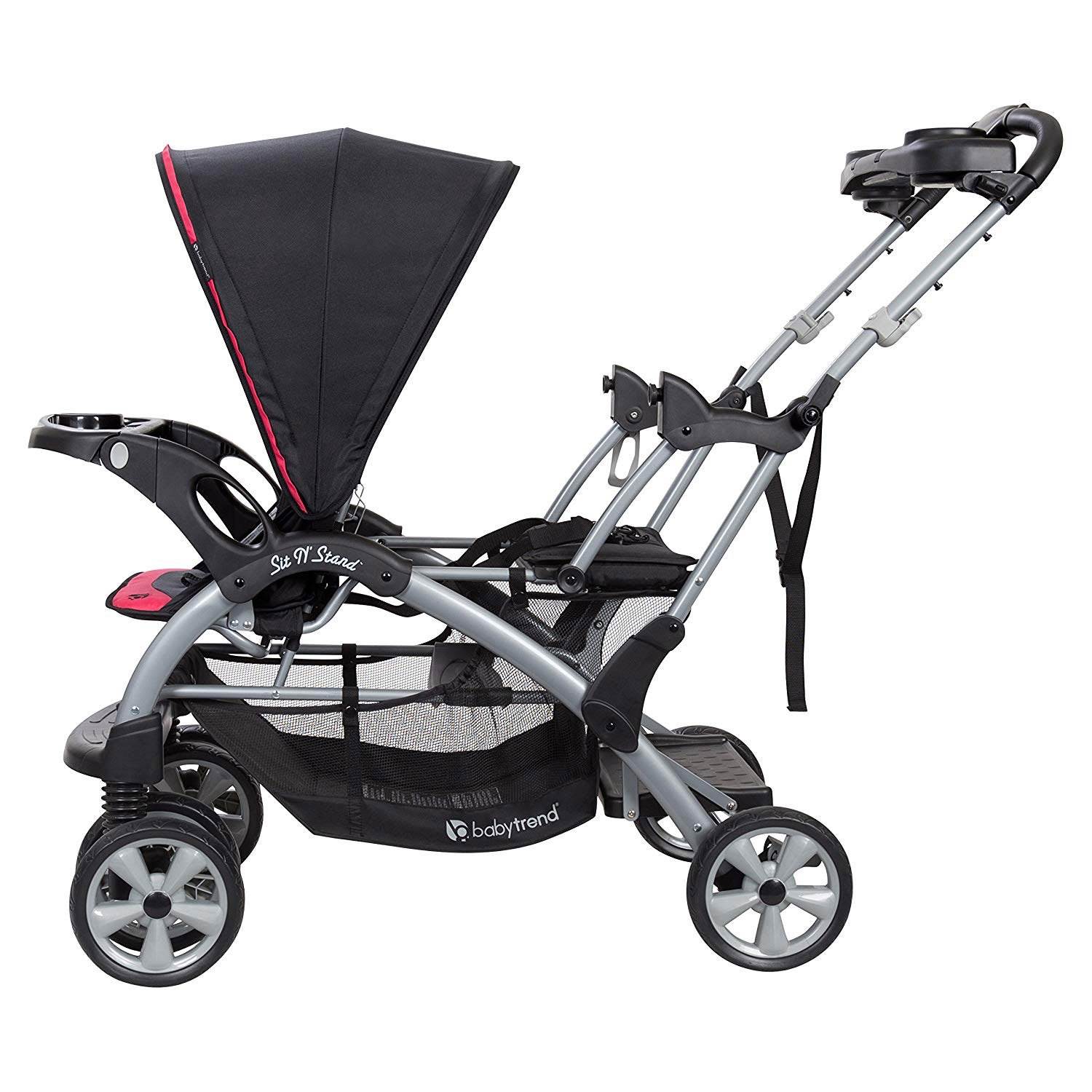Baby Trend Sit N' Stand Toddler and Baby Double Stroller, Optic Pink (Open Box)