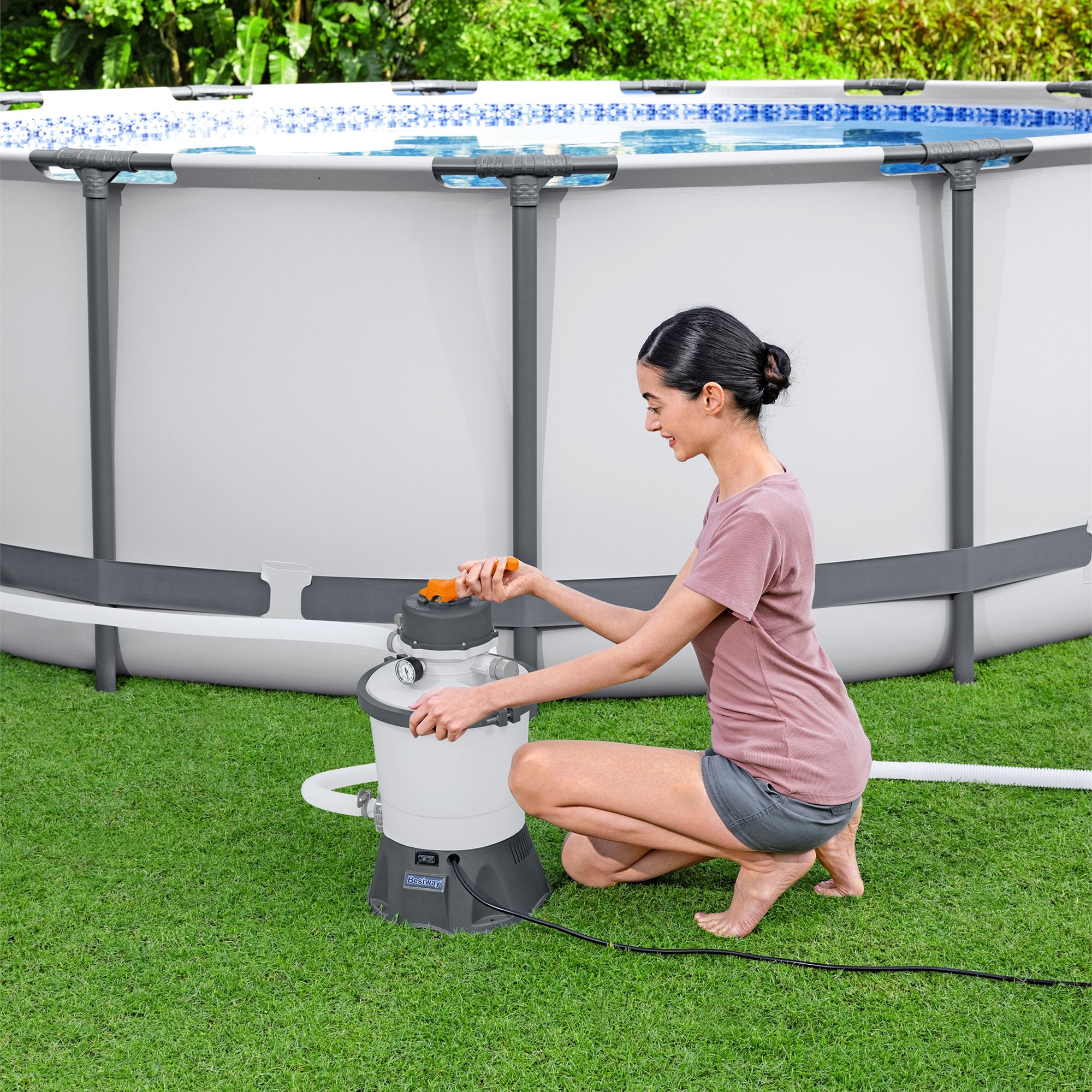 Palmetto Filter Sand, 50 Pound & Bestway Flowclear 800 gal Sand Filter Pool Pump