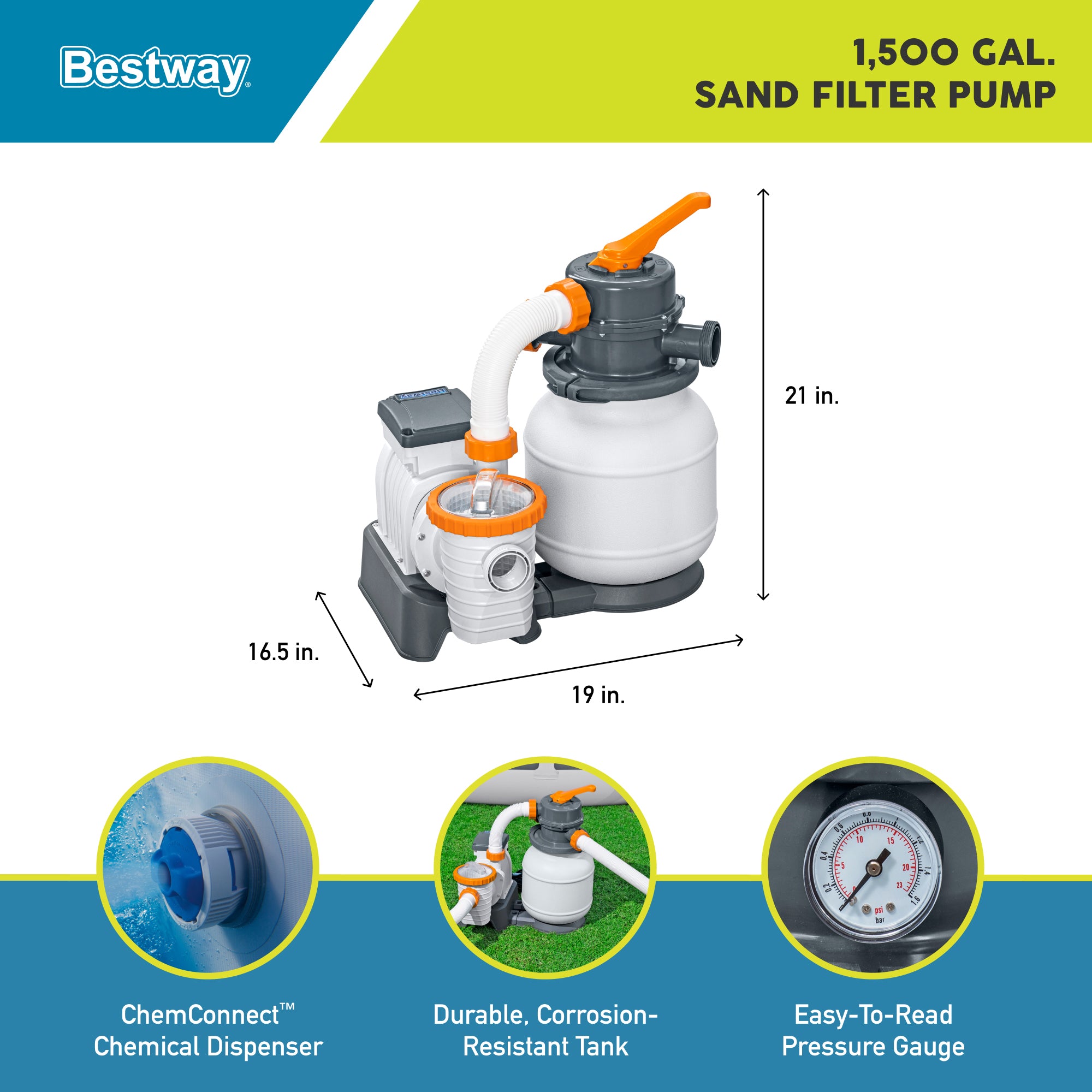 Bestway Durable Flowclear 1500 Gallon Sand Filter for Swimming Pools (Used) - VMInnovations