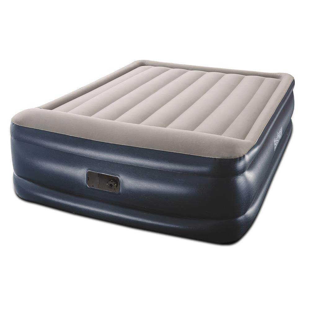 Bestway Tritech Inflatable Air Mattress 18" Queen Bed with Built-In Air Pump