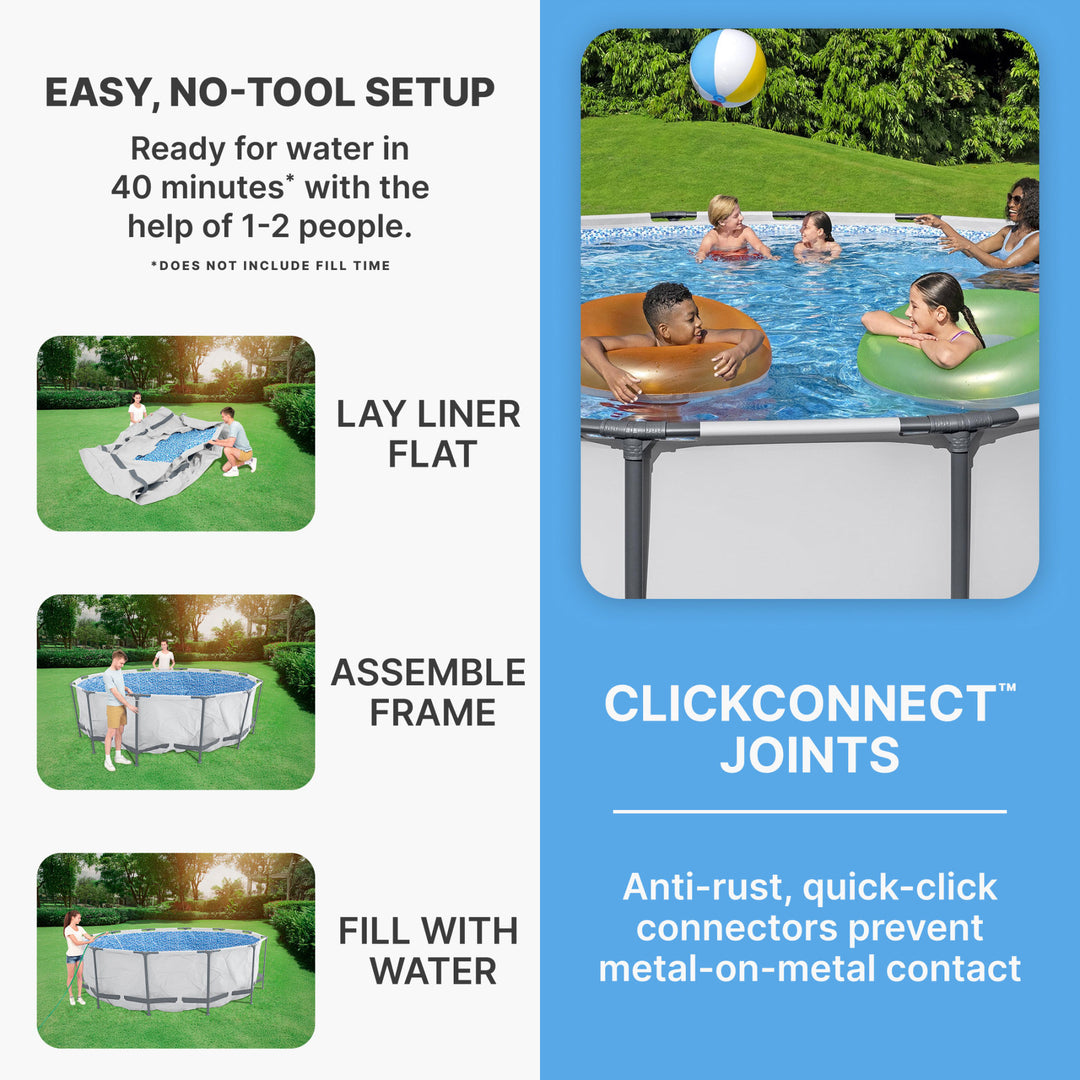 Bestway Steel Pro MAX 15 Foot by 48 Inches Round Above Ground Swimming Pool - VMInnovations