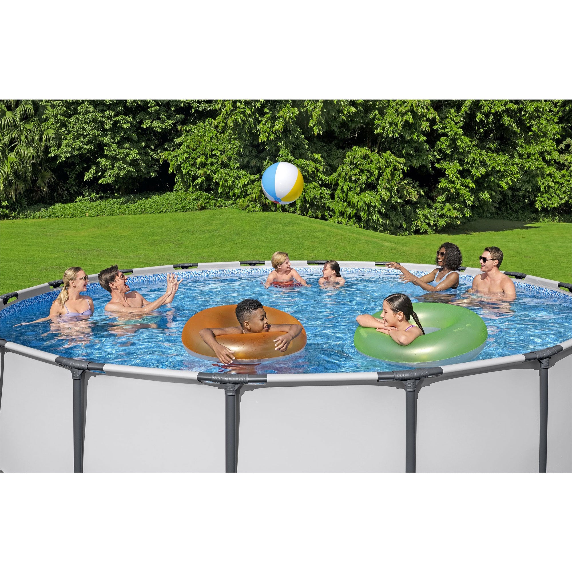 Bestway Steel Pro Max 15 Foot Round Metal Frame Pool, Filter Pump & Ladder(Used)