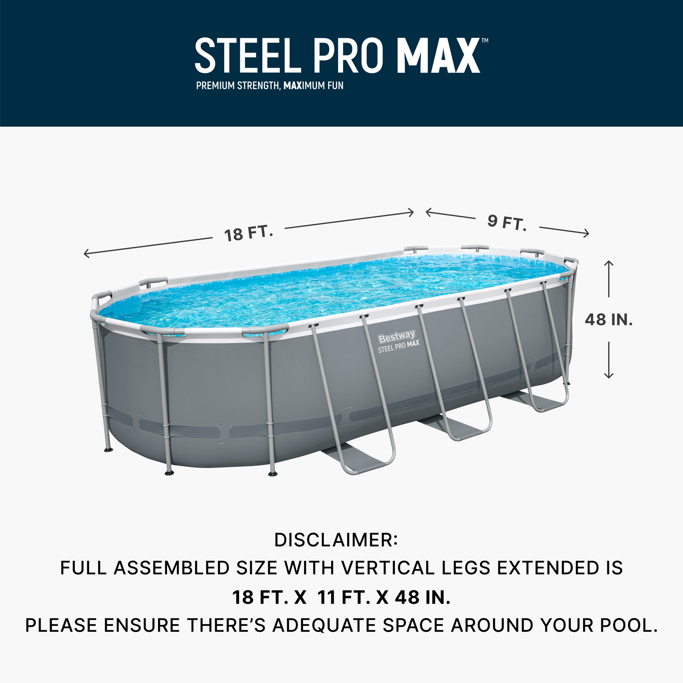 Bestway Power Steel 18ft x 9ft x 48in Swimming Pool Set with Pump (For Parts) - VMInnovations