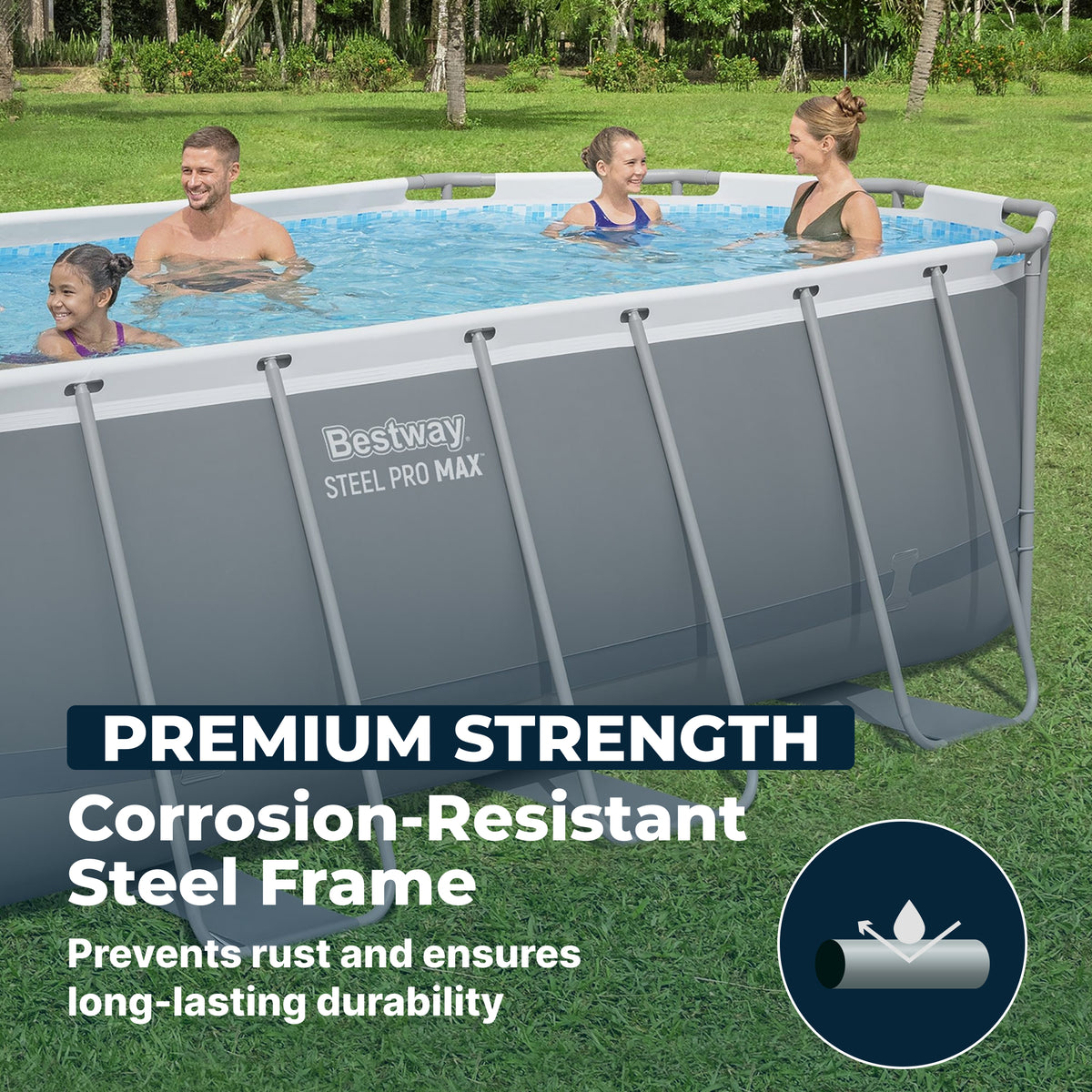Bestway Power Steel 18ft x 9ft x 48in Swimming Pool Set with Pump (For Parts)