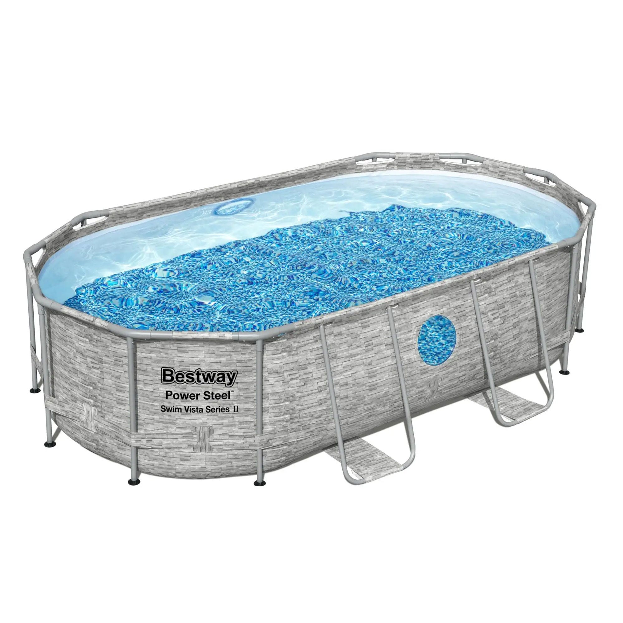 Bestway 14 x 8 x 3.3 Foot Power Swim Vista Pool Set with Pump and Cleaning Kit - VMInnovations